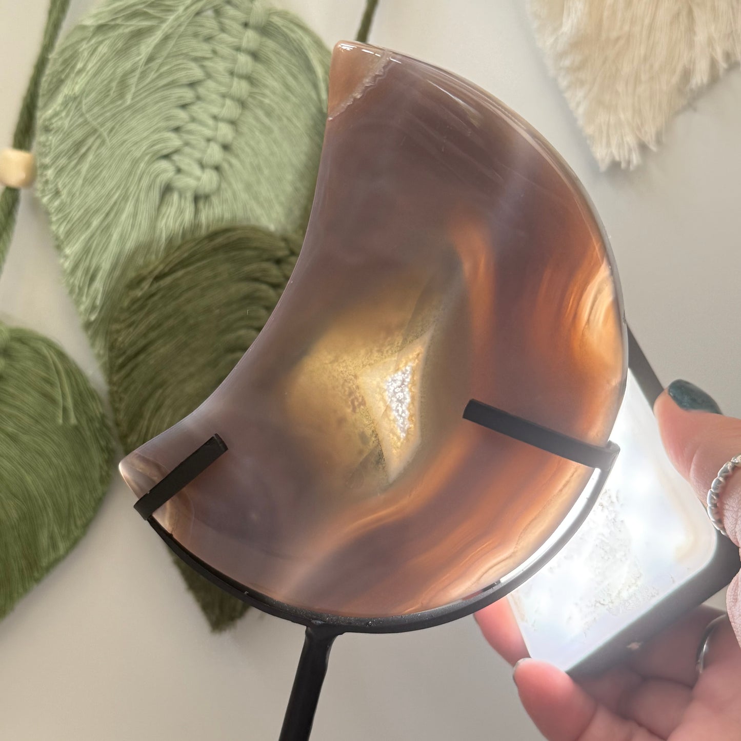 Druzy Agate Moon on Stand