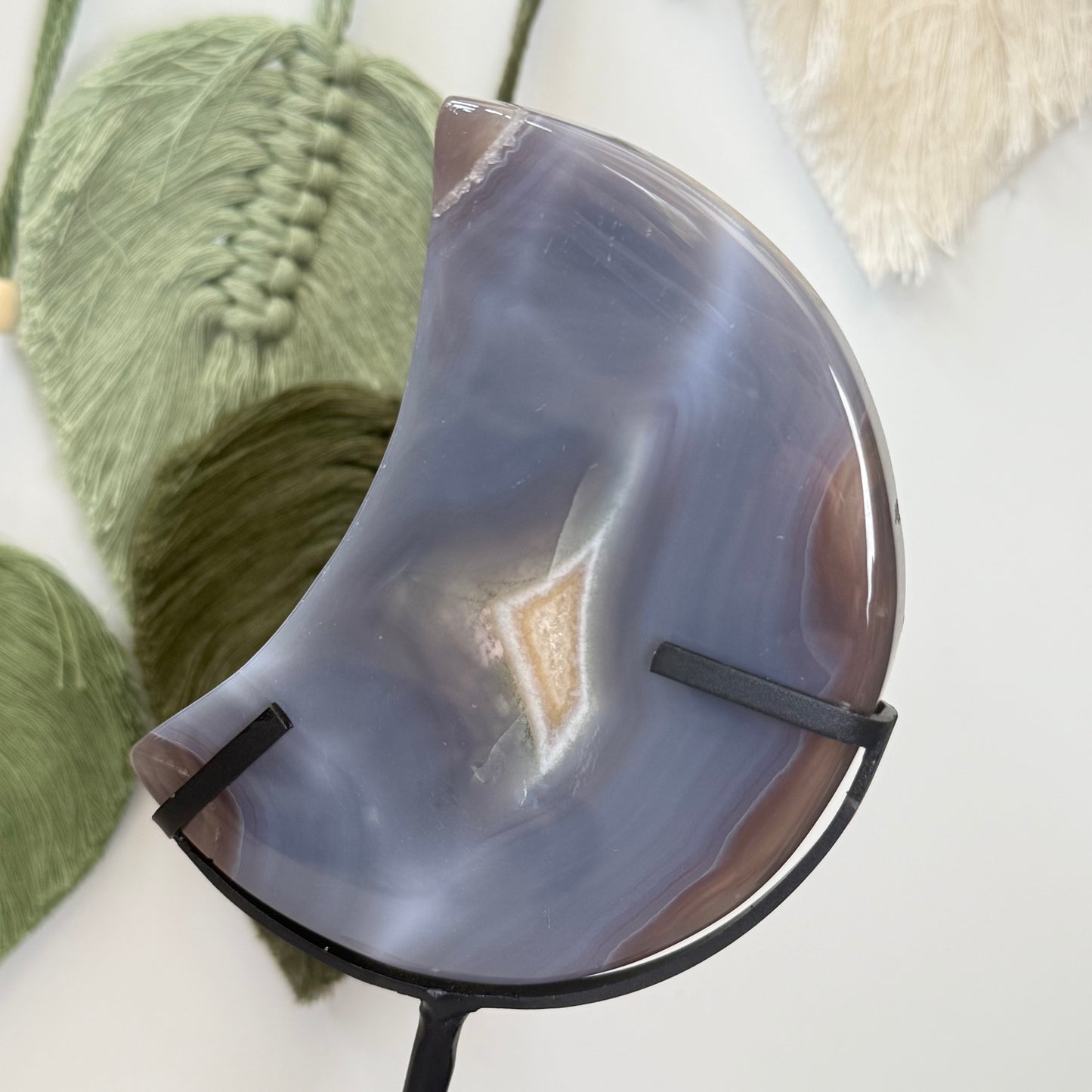 Druzy Agate Moon on Stand
