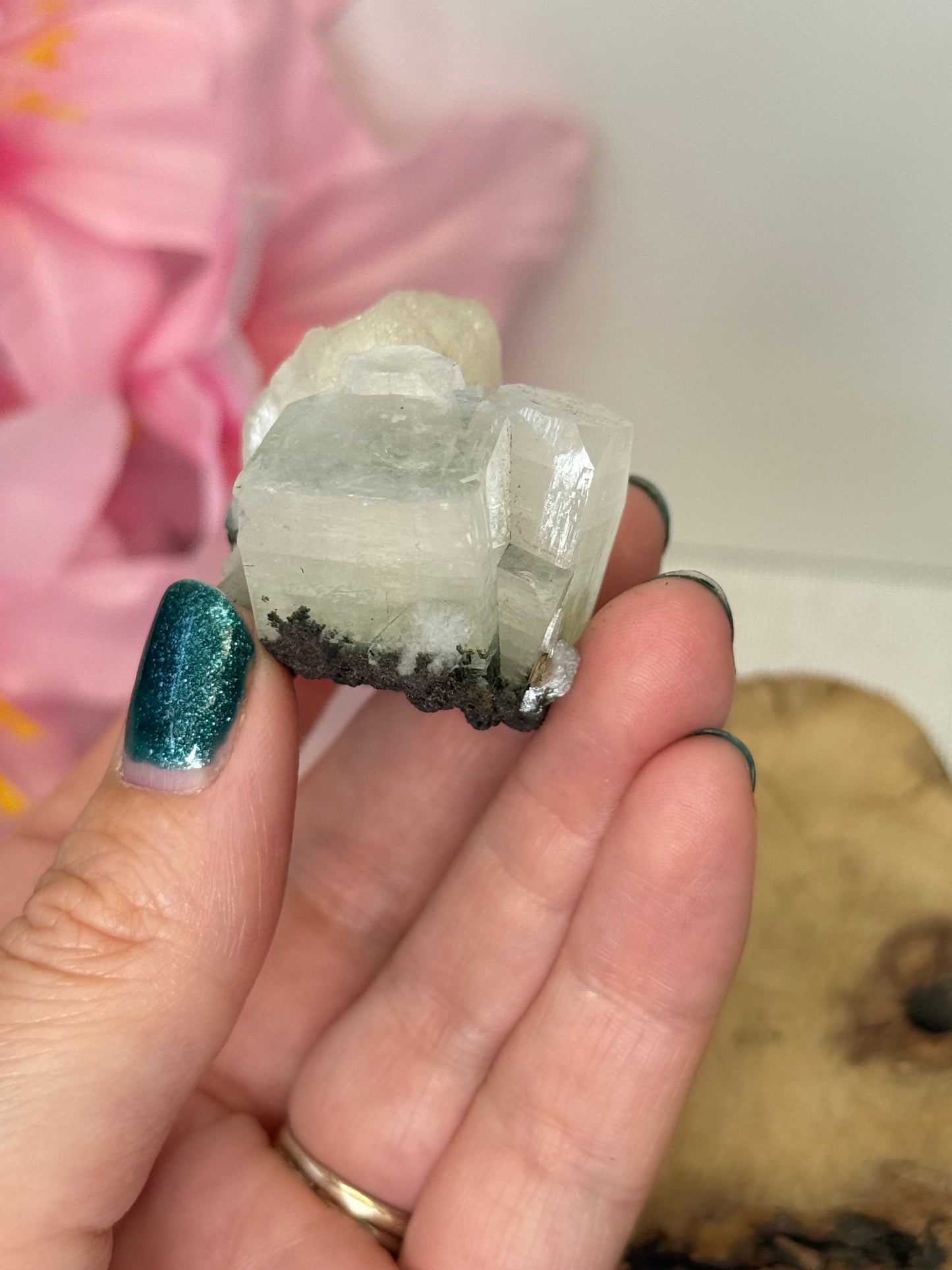 Part Green Apophyllite With Stilbite