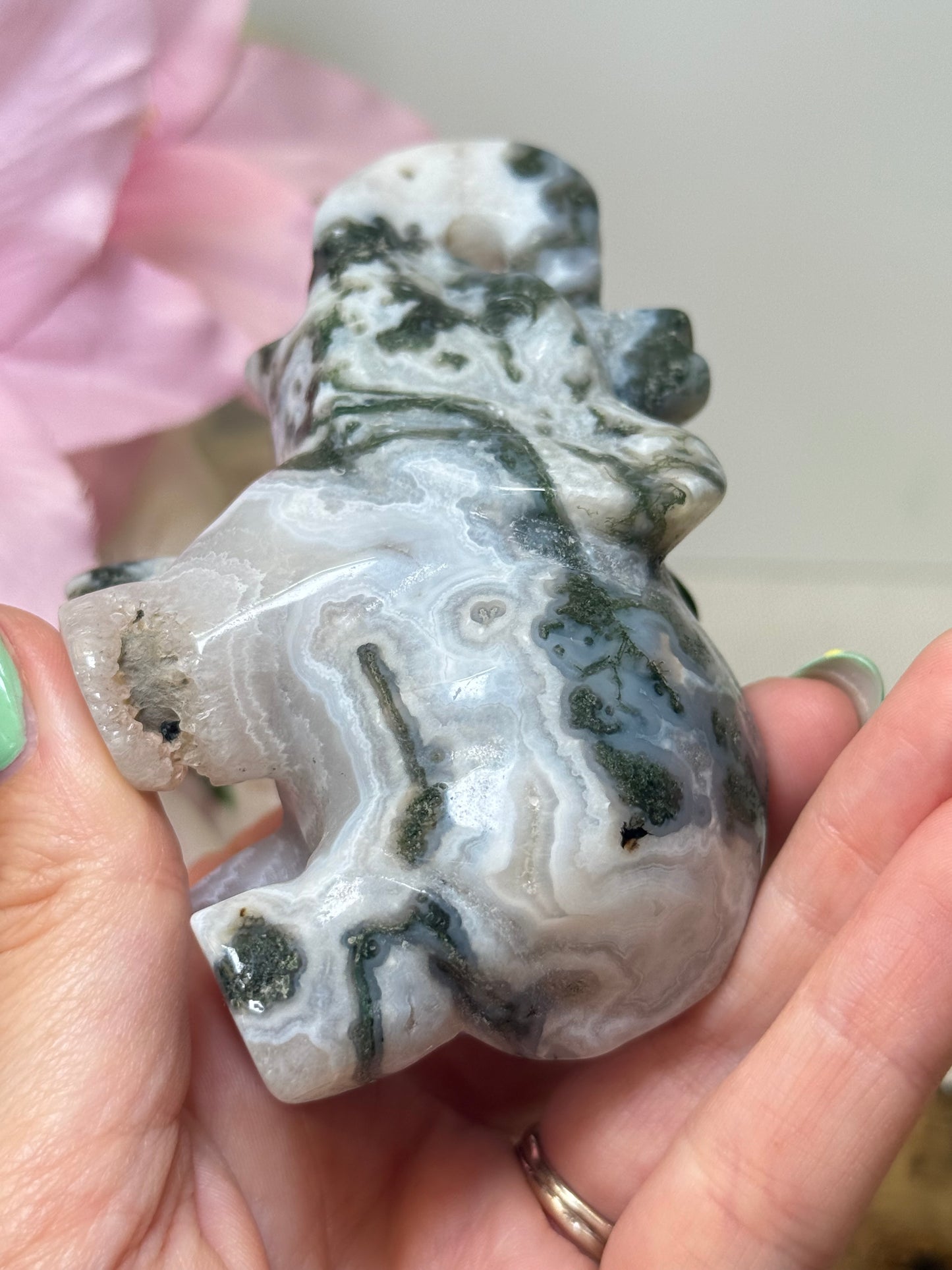 Large Moss Agate Elephant