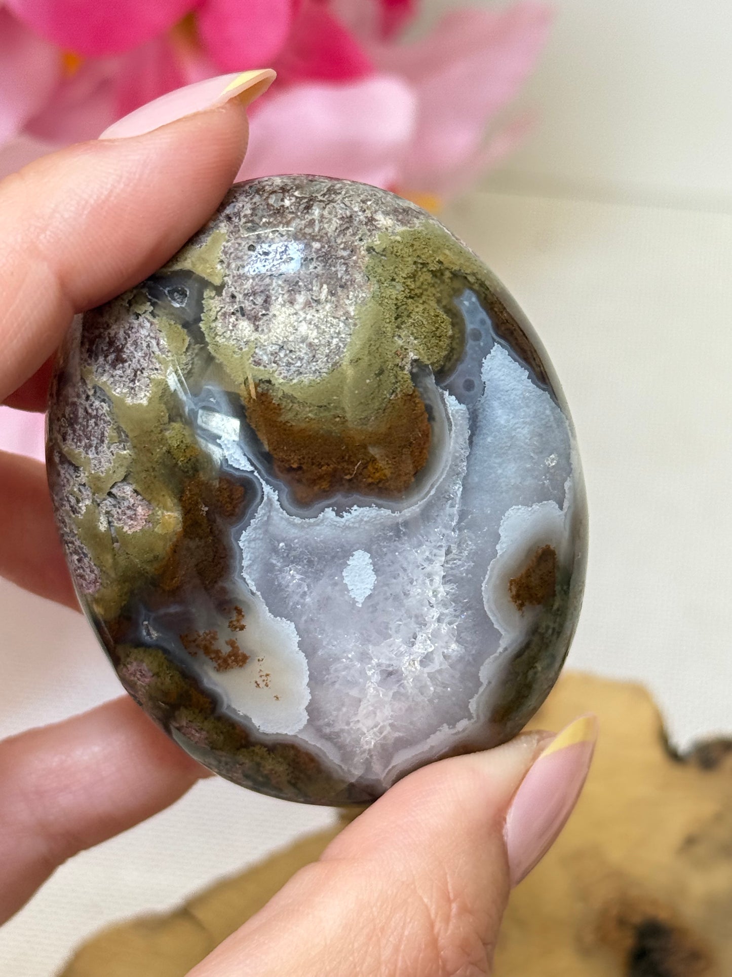 Scenic Moss Agate Palm Stone (Indonesia)