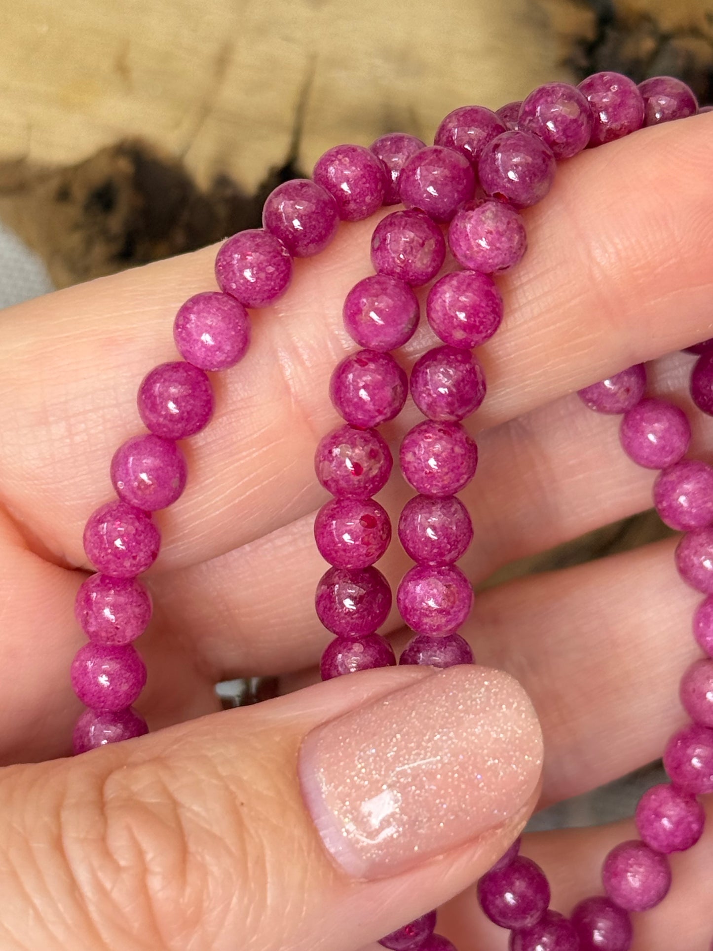 Ruby Bead Bracelet 6mm