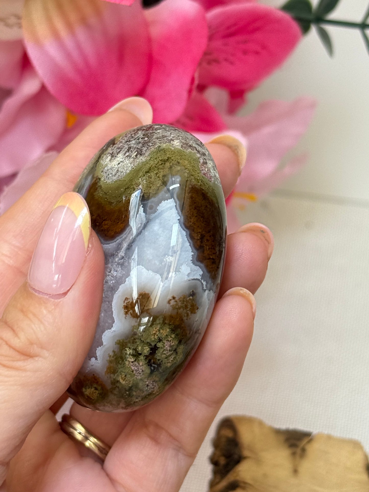 Scenic Moss Agate Palm Stone (Indonesia)