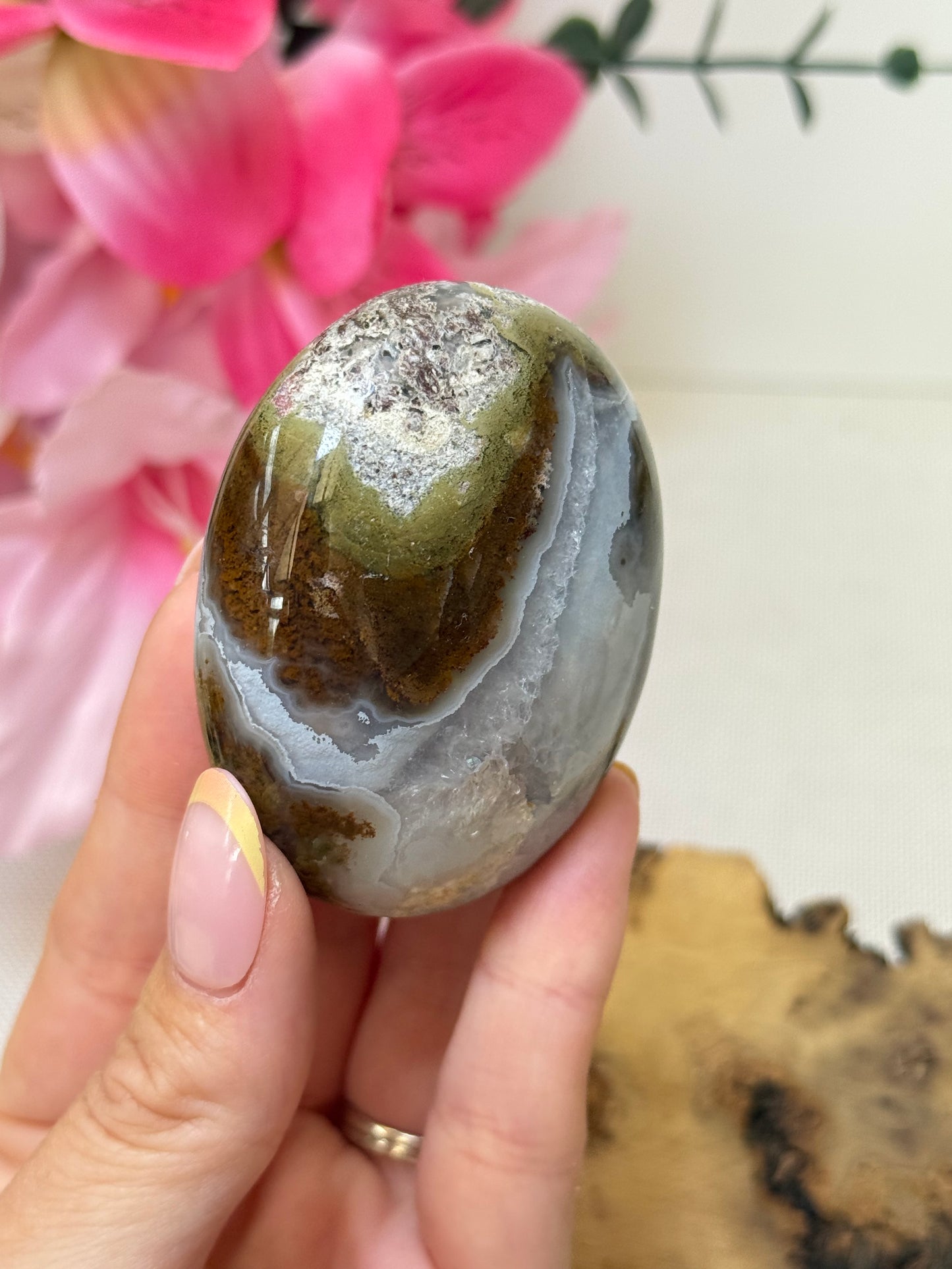Scenic Moss Agate Palm Stone (Indonesia)