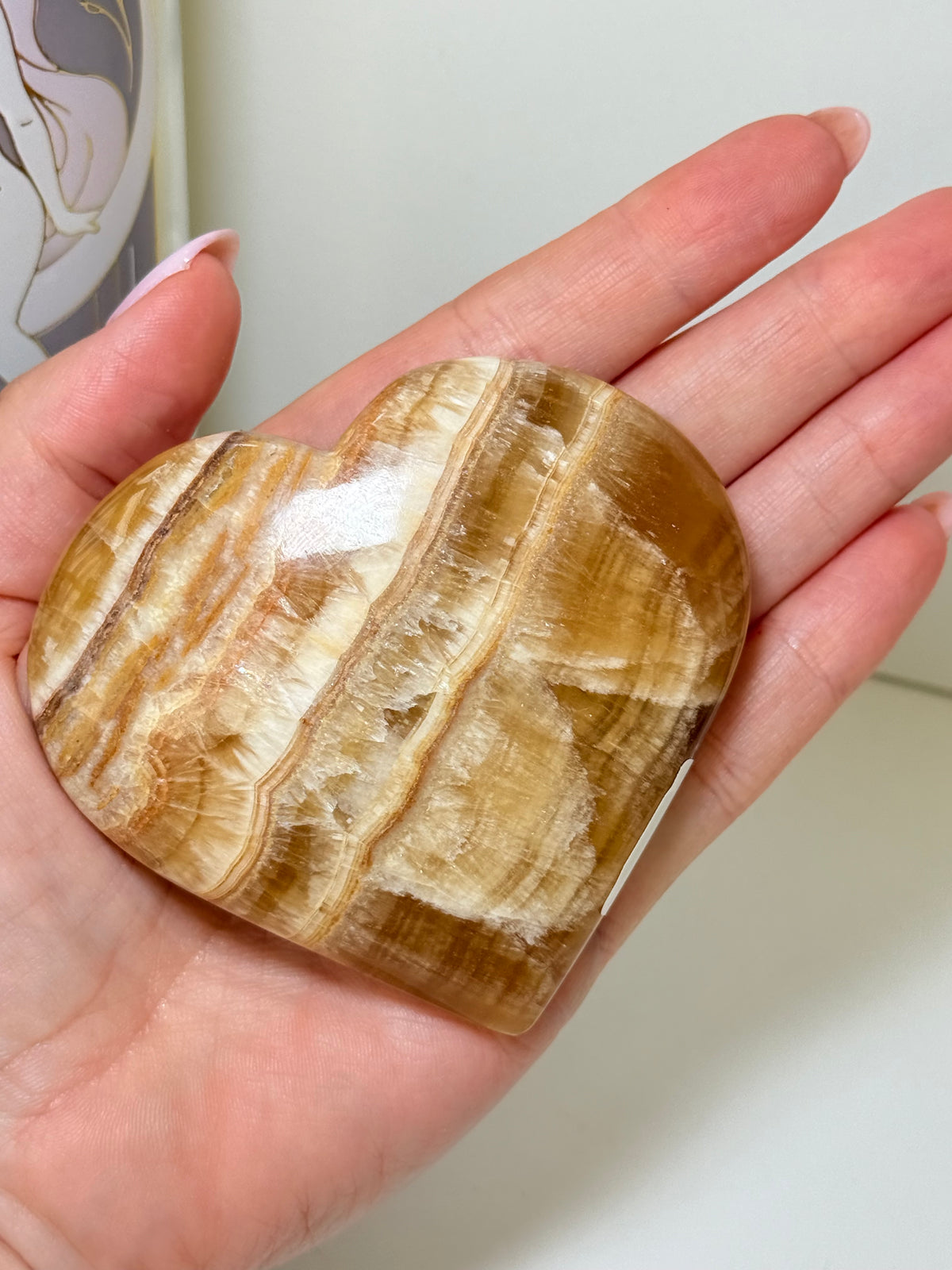 Banded Honey Calcite Heart