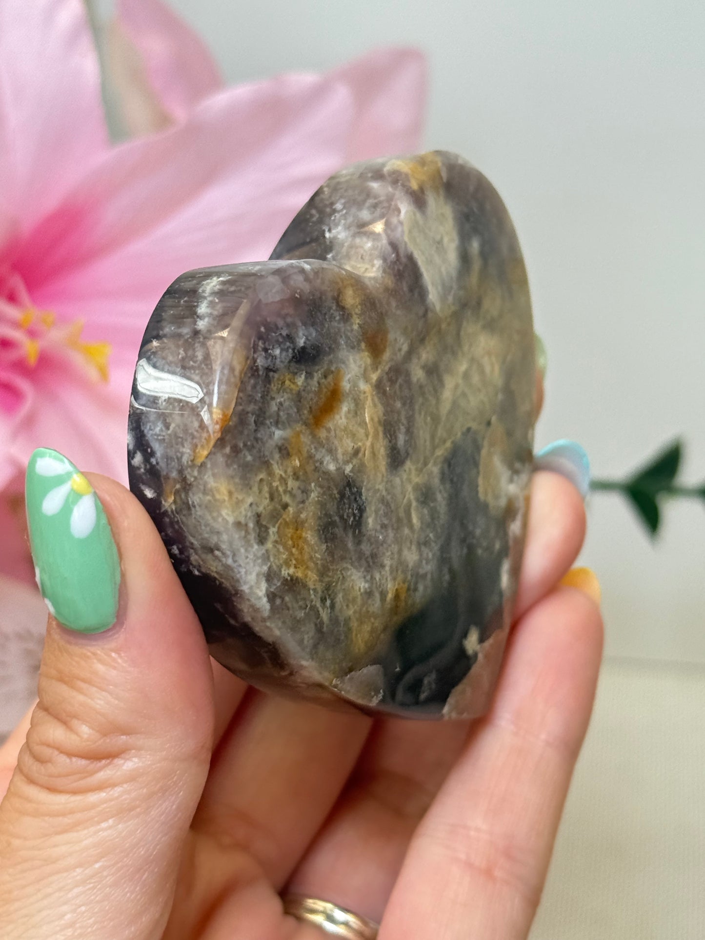Purple Chalcedony Heart With Stand