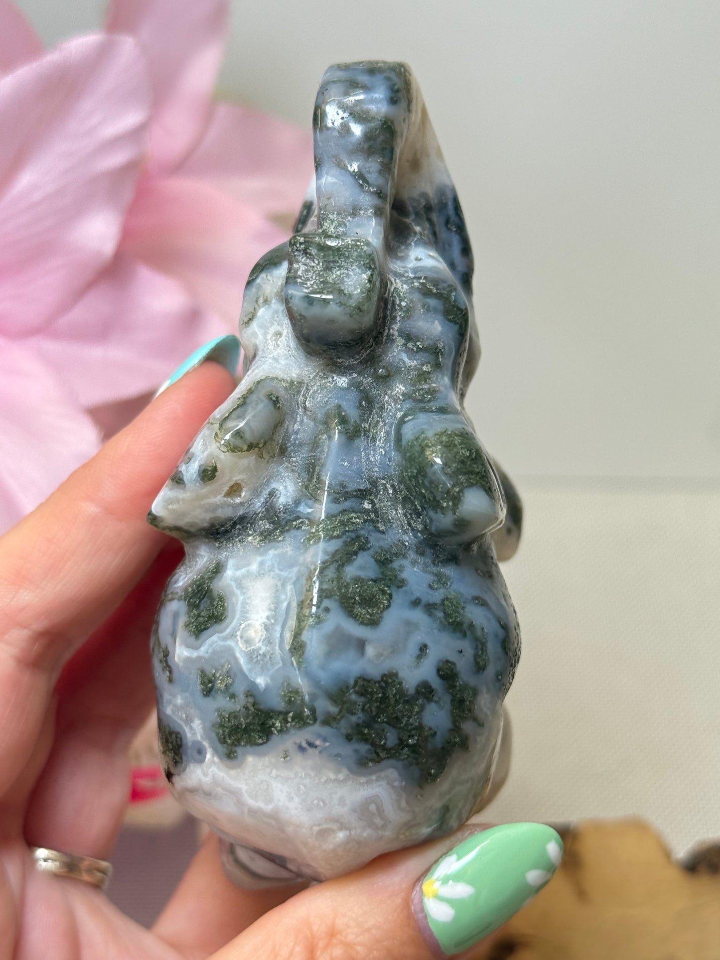 Large Moss Agate Elephant