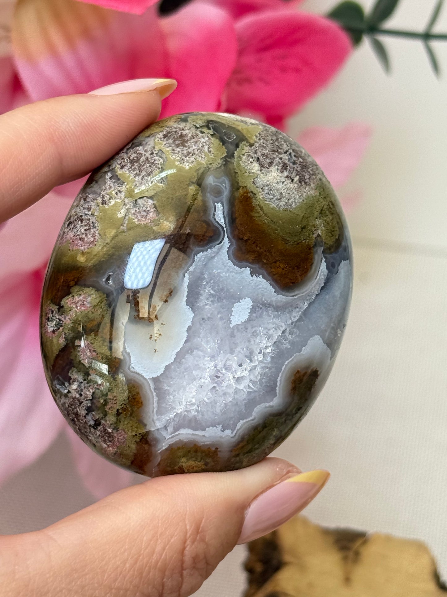 Scenic Moss Agate Palm Stone (Indonesia)