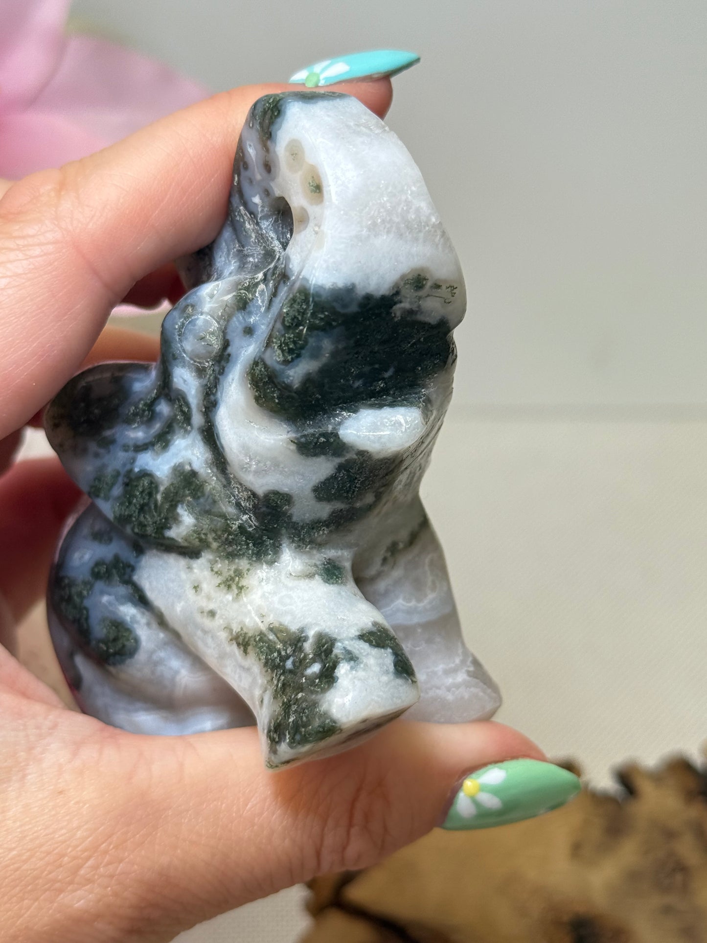 Large Moss Agate Elephant
