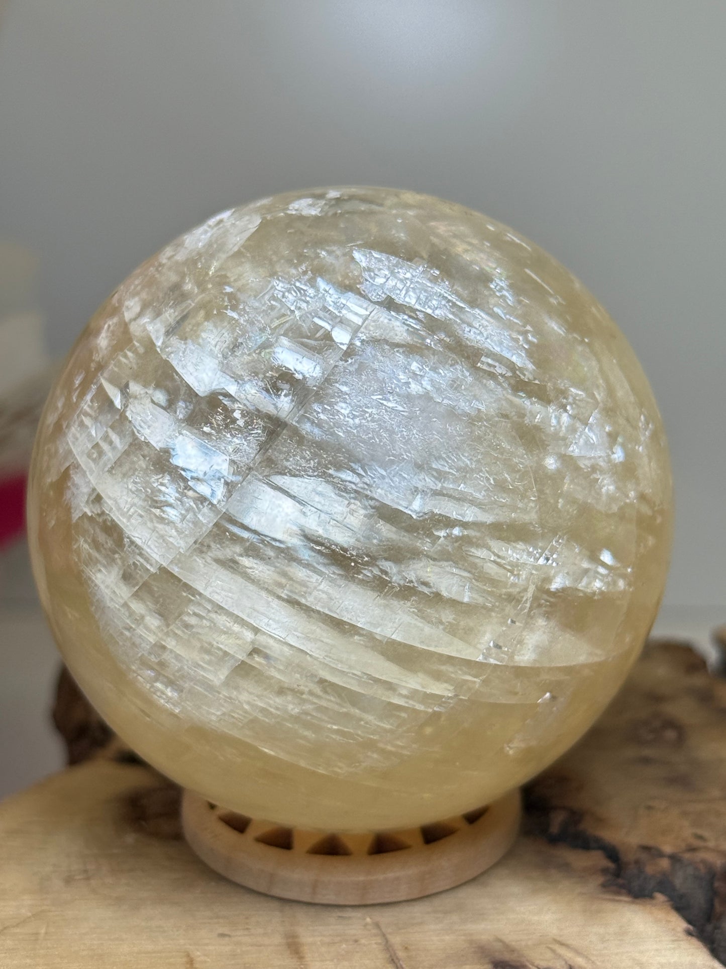 Honey Calcite Sphere (FULL of Rainbows!)