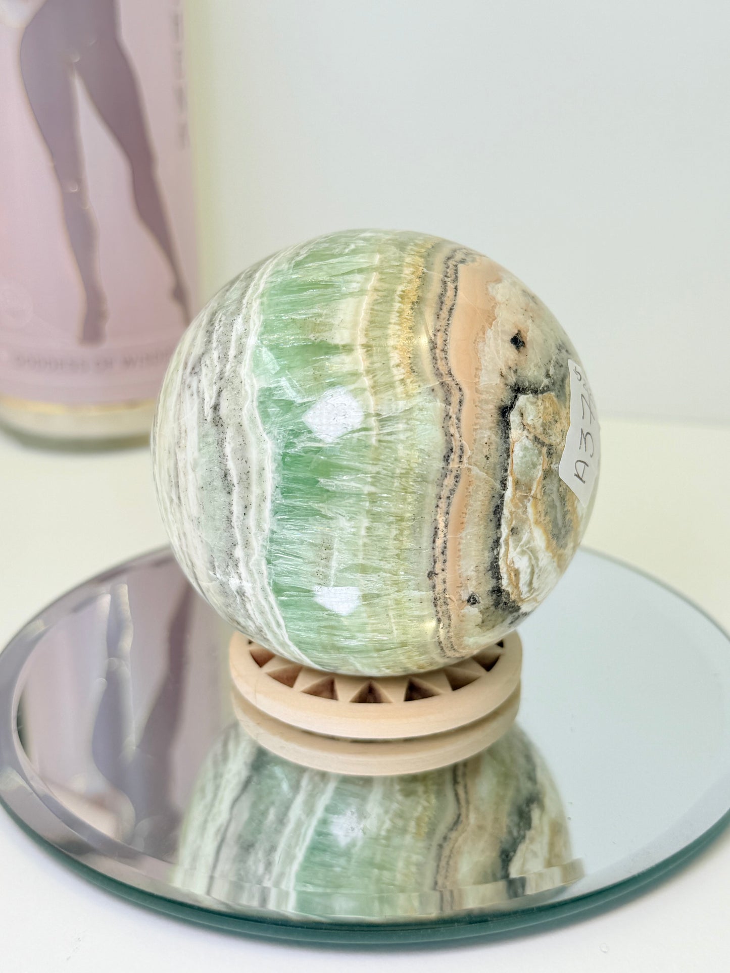 Kiwi Calcite Sphere