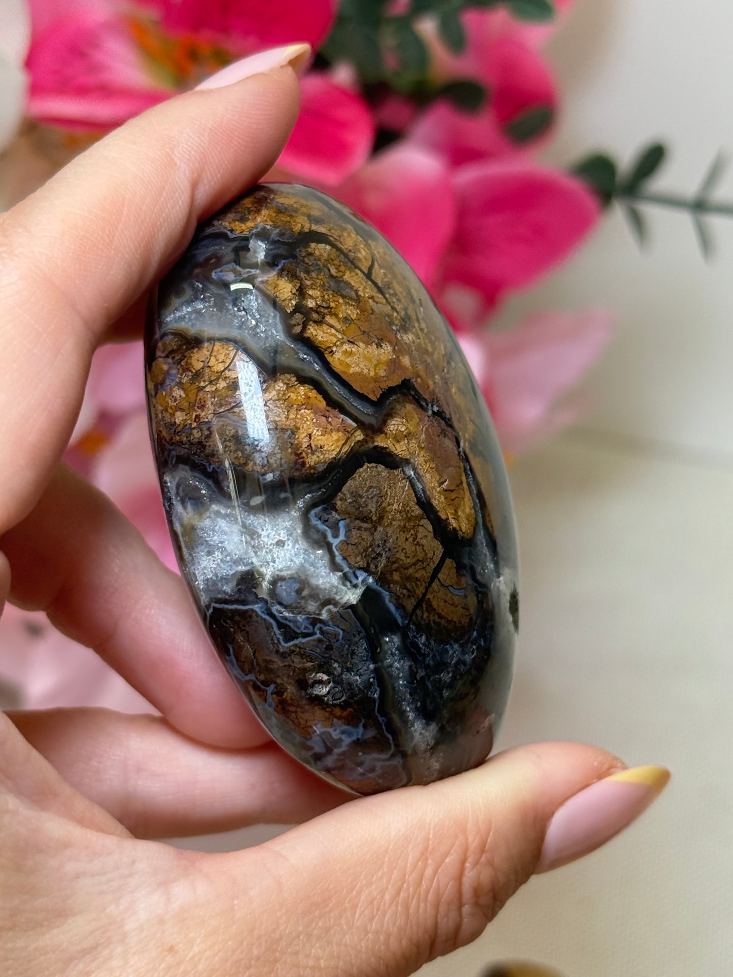 Brecciated Jasper Druzy Palm Stone
