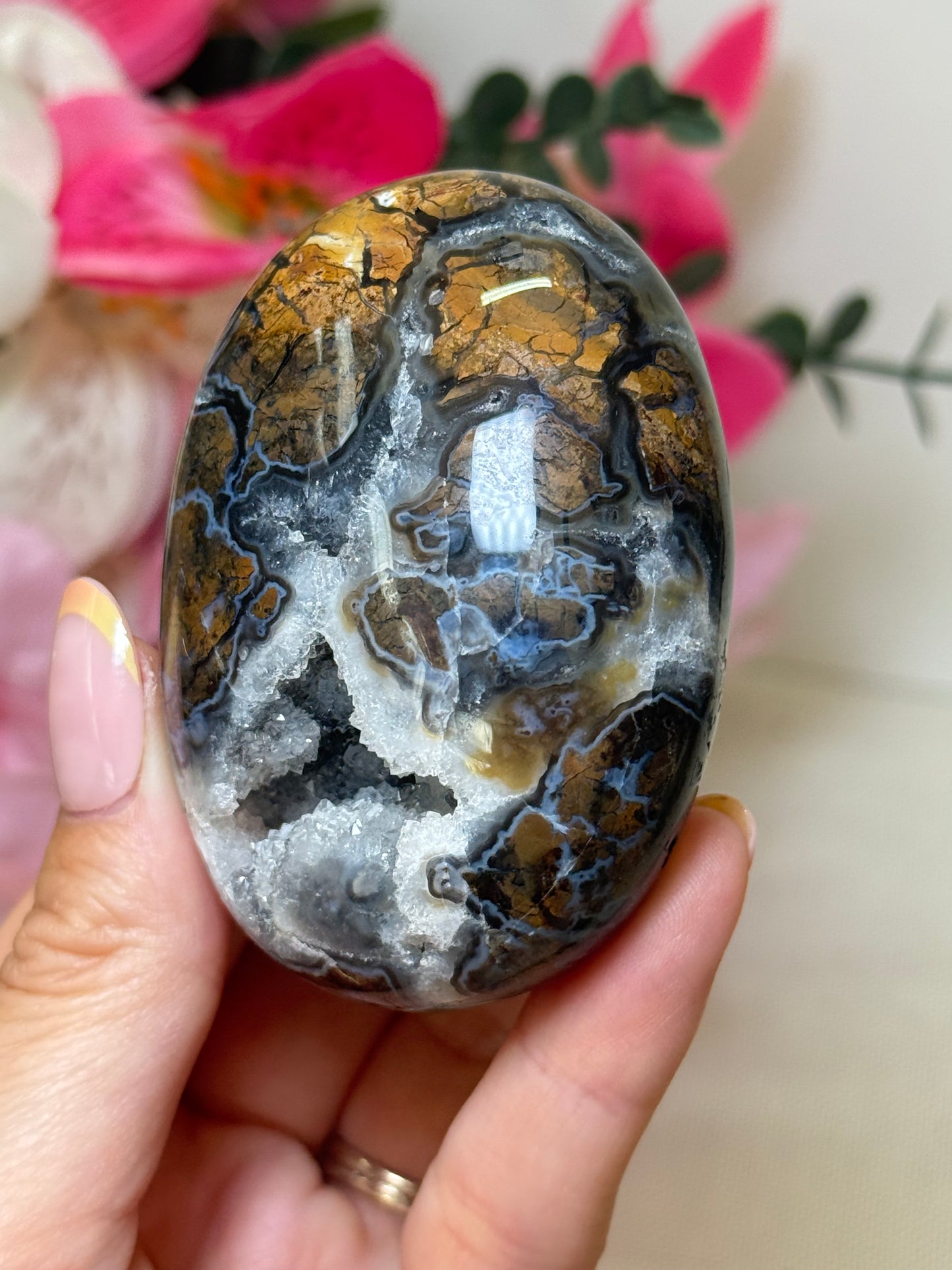 Brecciated Jasper Druzy Palm Stone