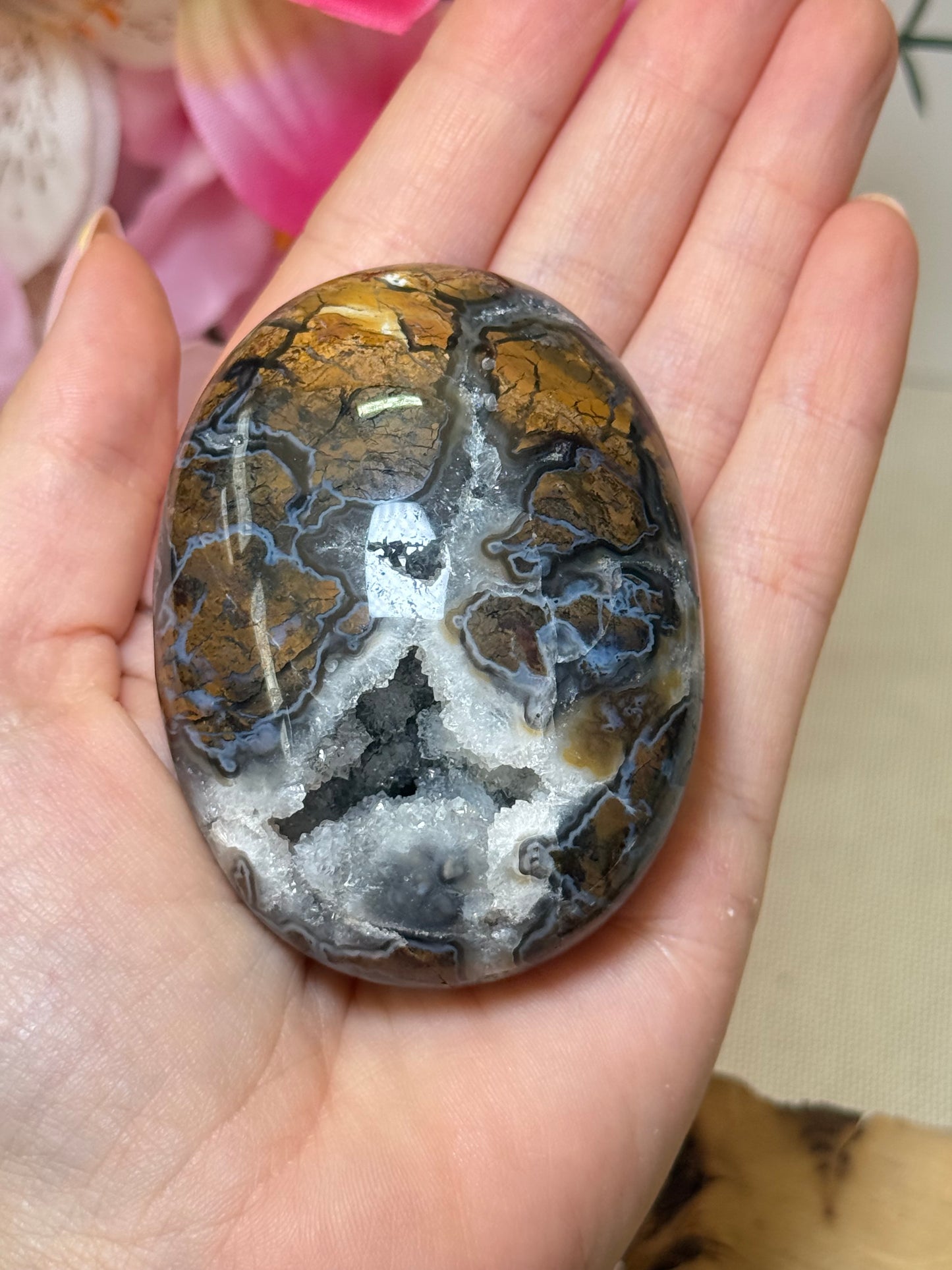 Brecciated Jasper Druzy Palm Stone