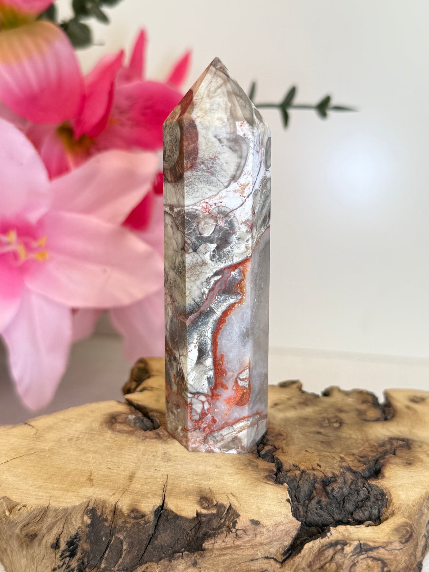 Money Agate With Quartz Point