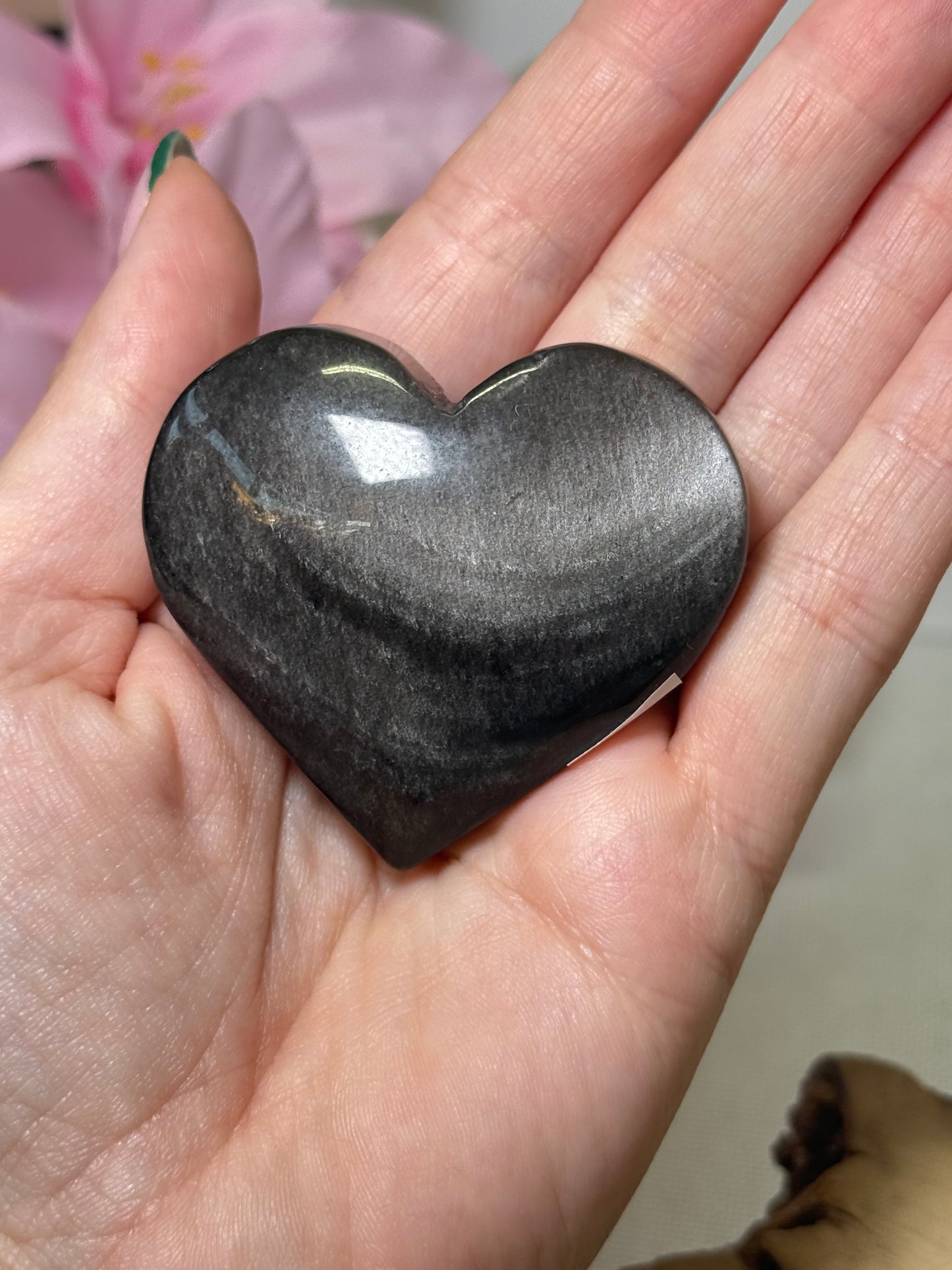 Silver Sheen Obsidian Heart