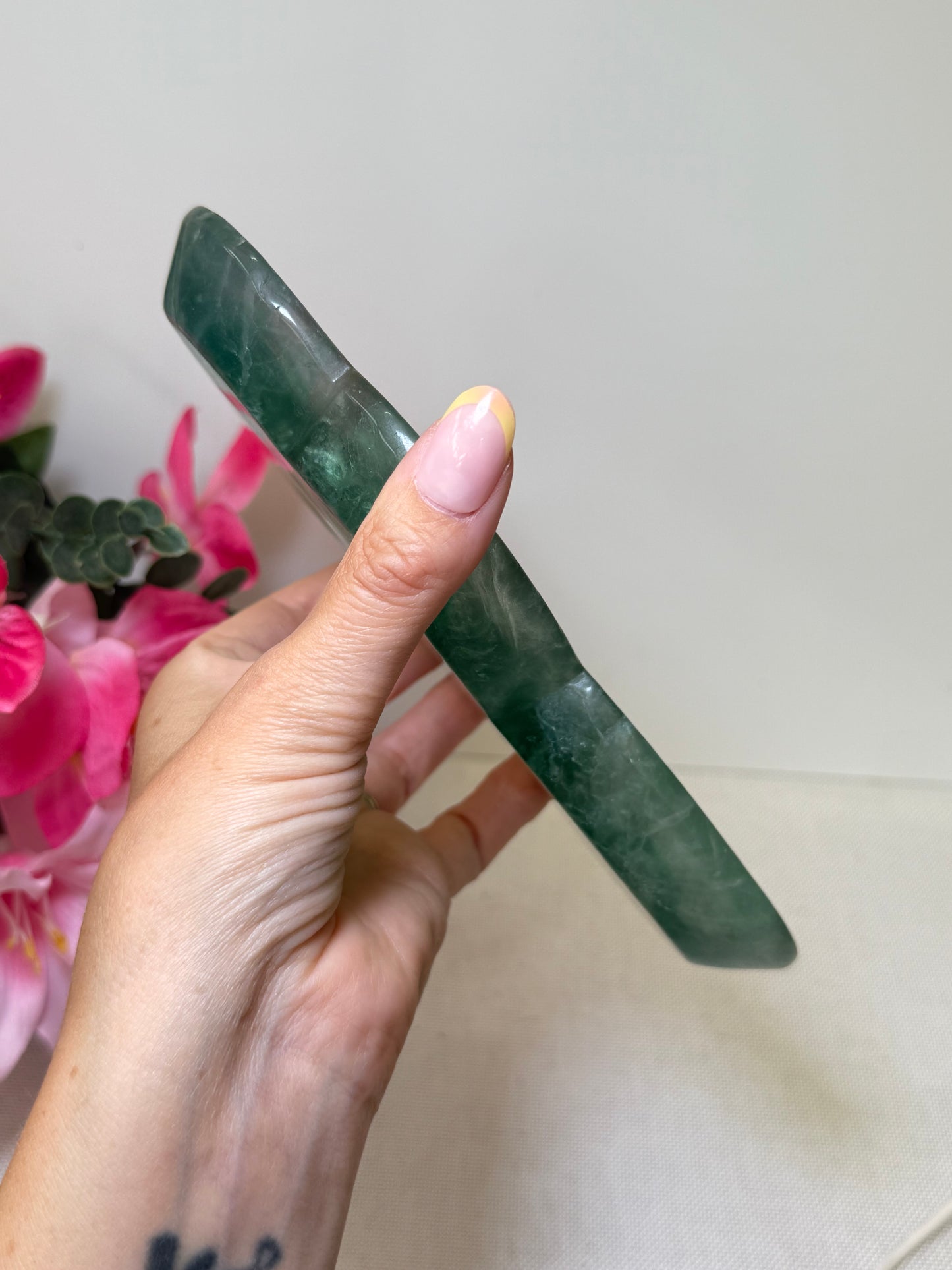 Large Green Fluorite Cloud Shape Trinket Dish