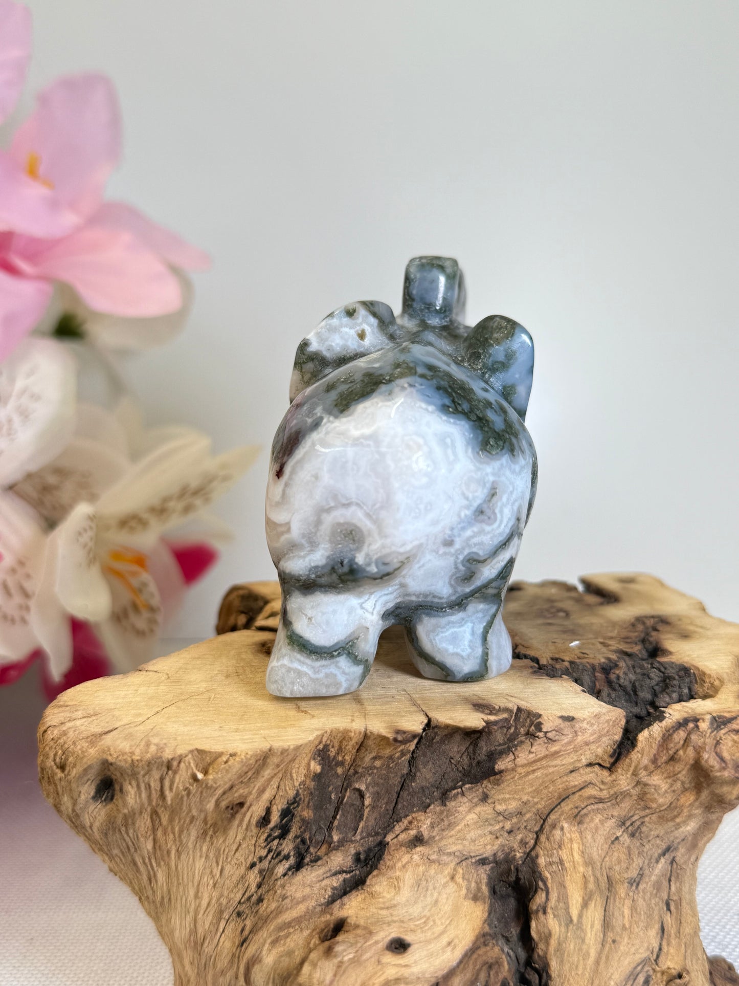Large Moss Agate Elephant