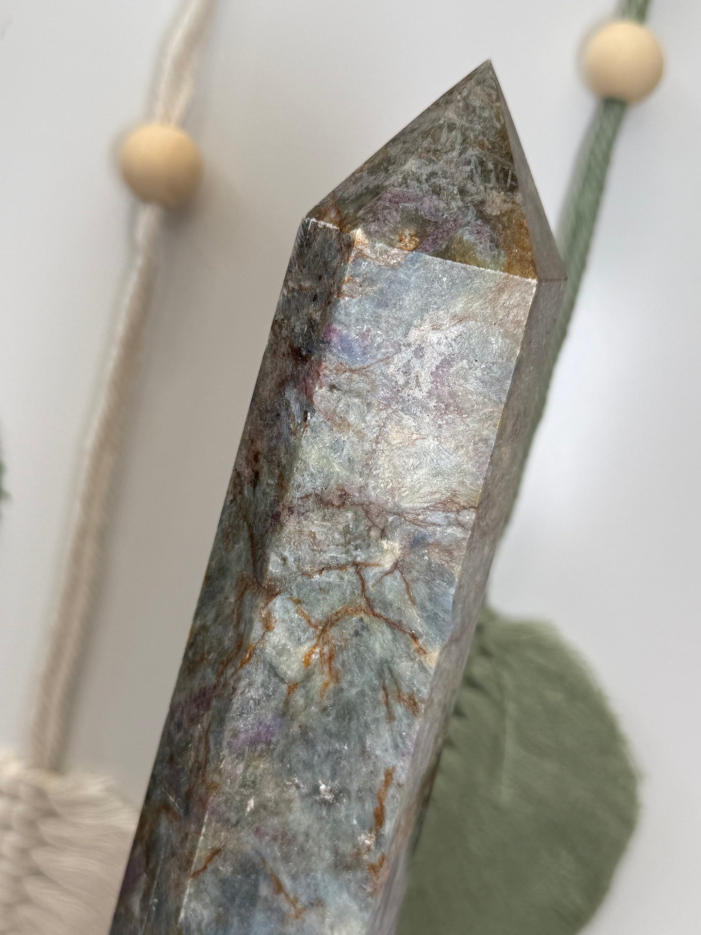 1.3kg Ruby In Kyanite / Iron Stained Quartz Point