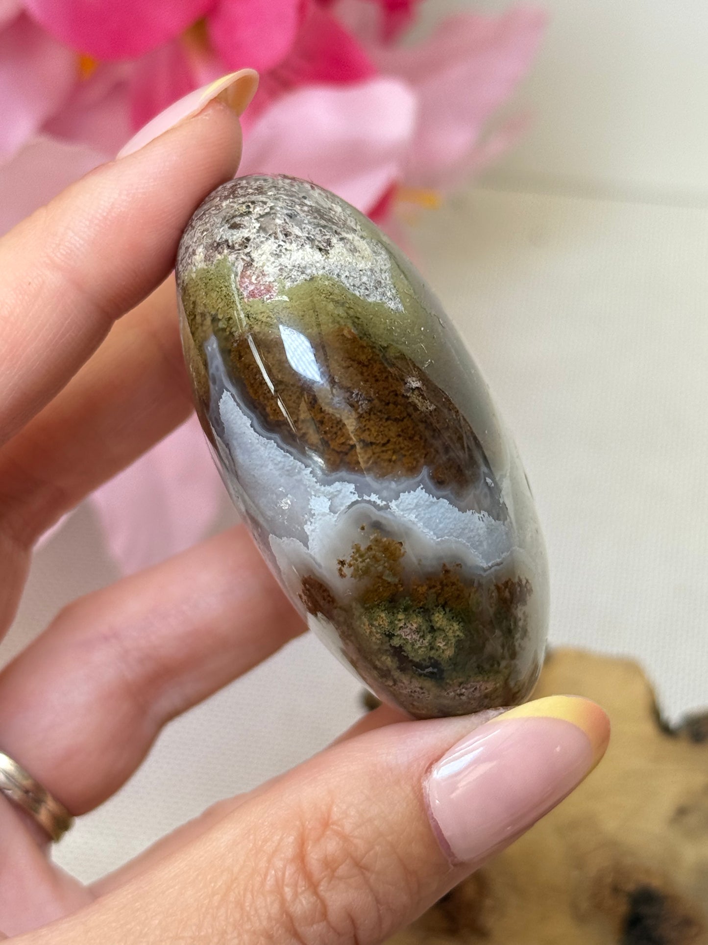 Scenic Moss Agate Palm Stone (Indonesia)