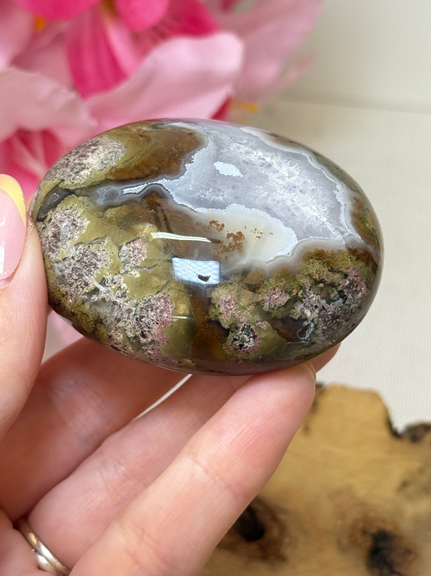 Scenic Moss Agate Palm Stone (Indonesia)