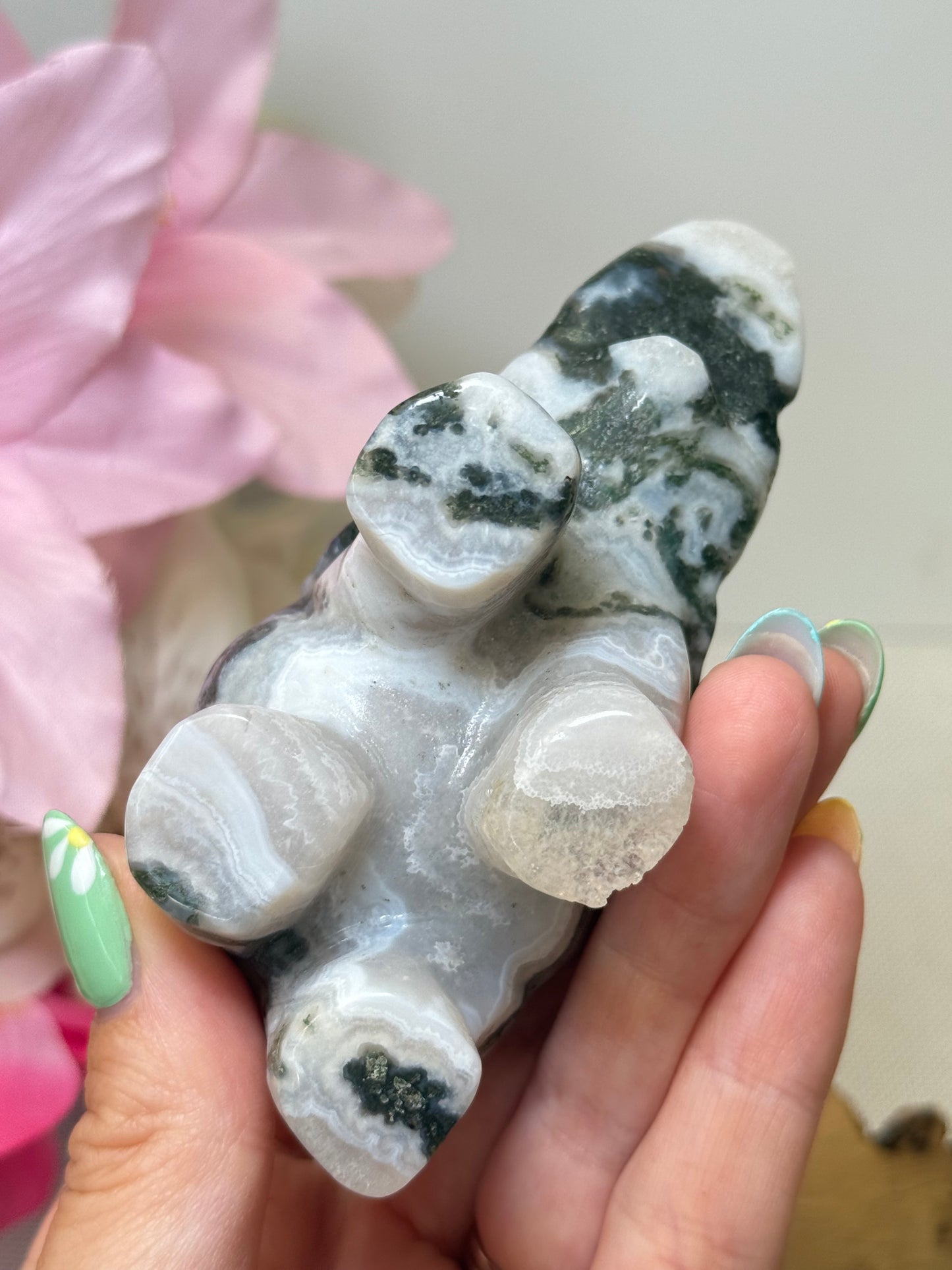 Large Moss Agate Elephant