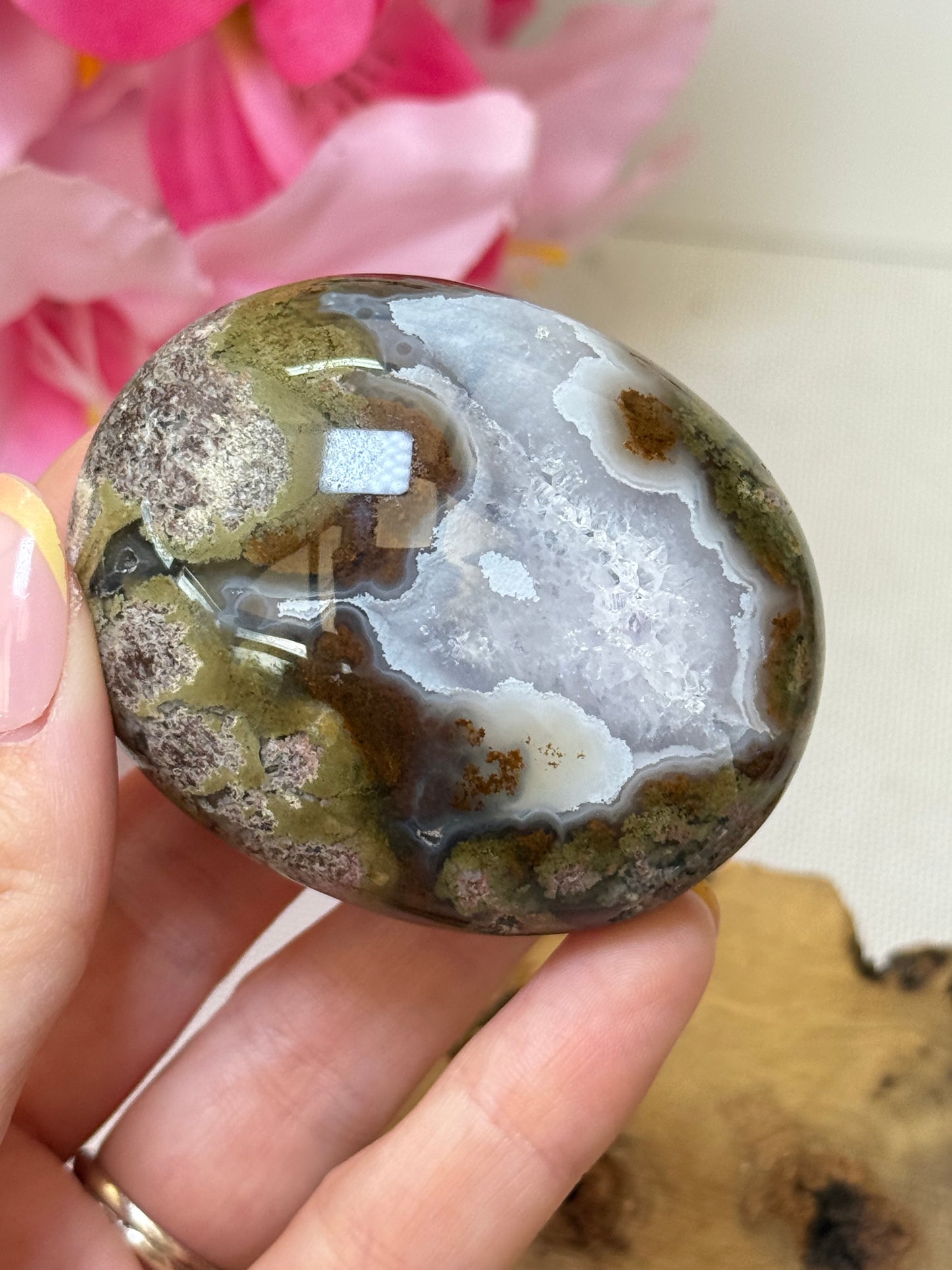 Scenic Moss Agate Palm Stone (Indonesia)