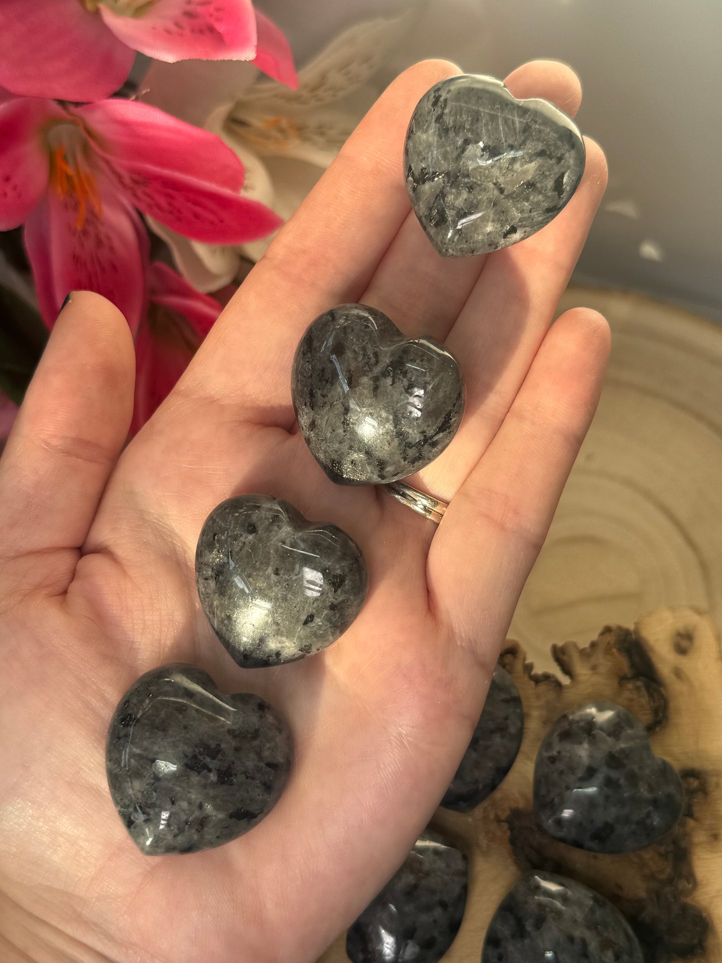 3cm Larvikite Hearts