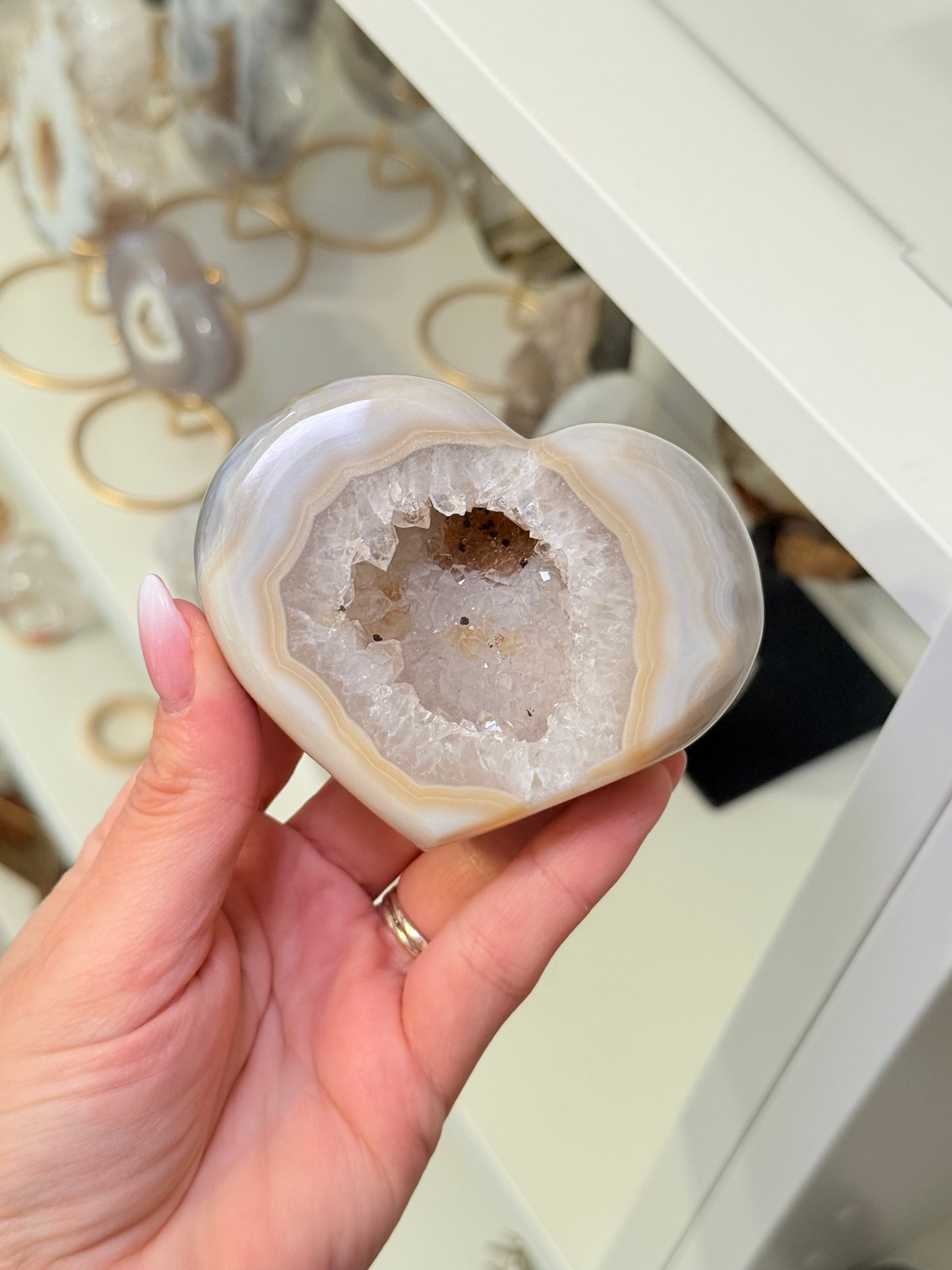 Brazilian Agate Heart On Stand