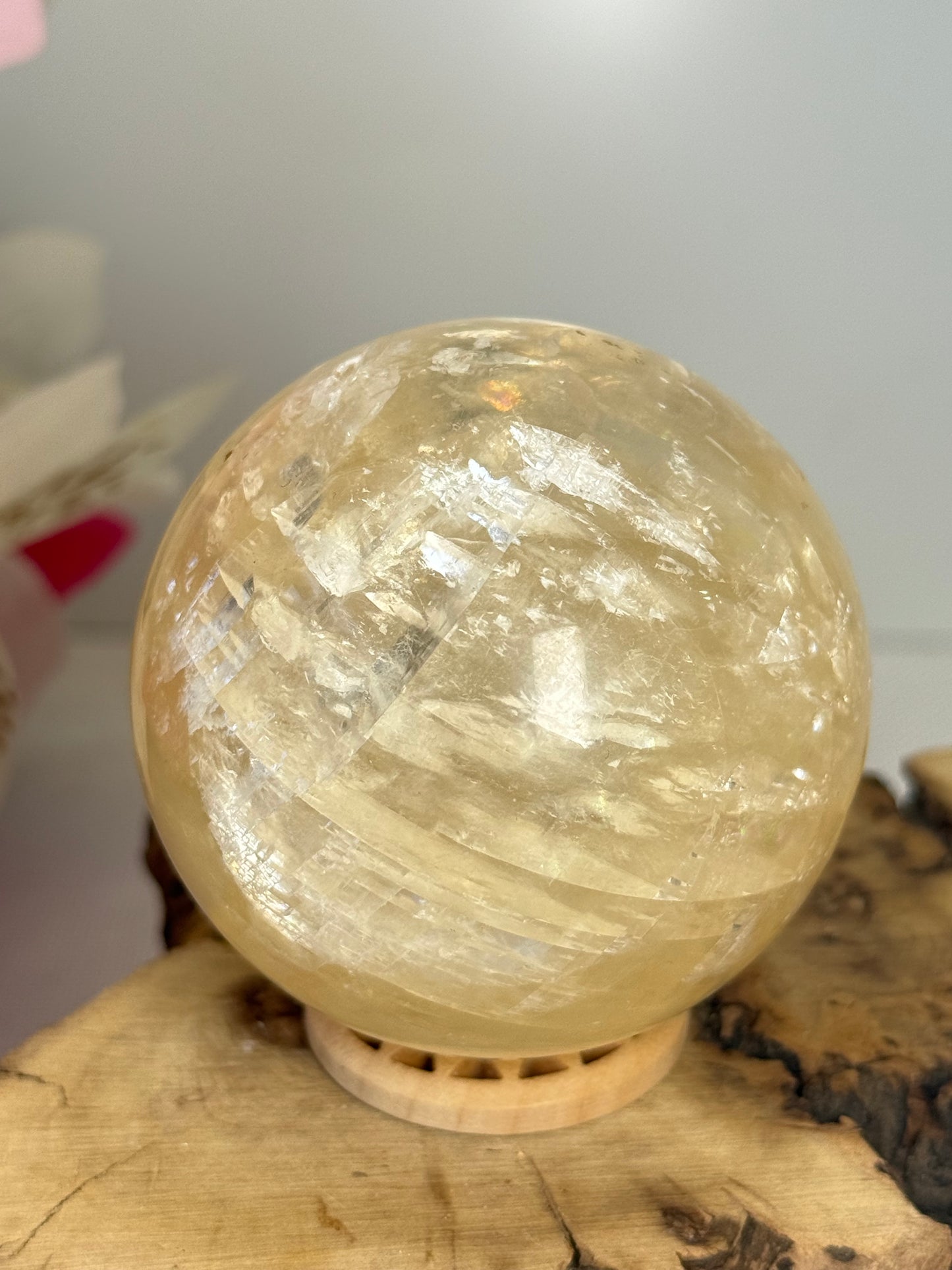 Honey Calcite Sphere (FULL of Rainbows!)