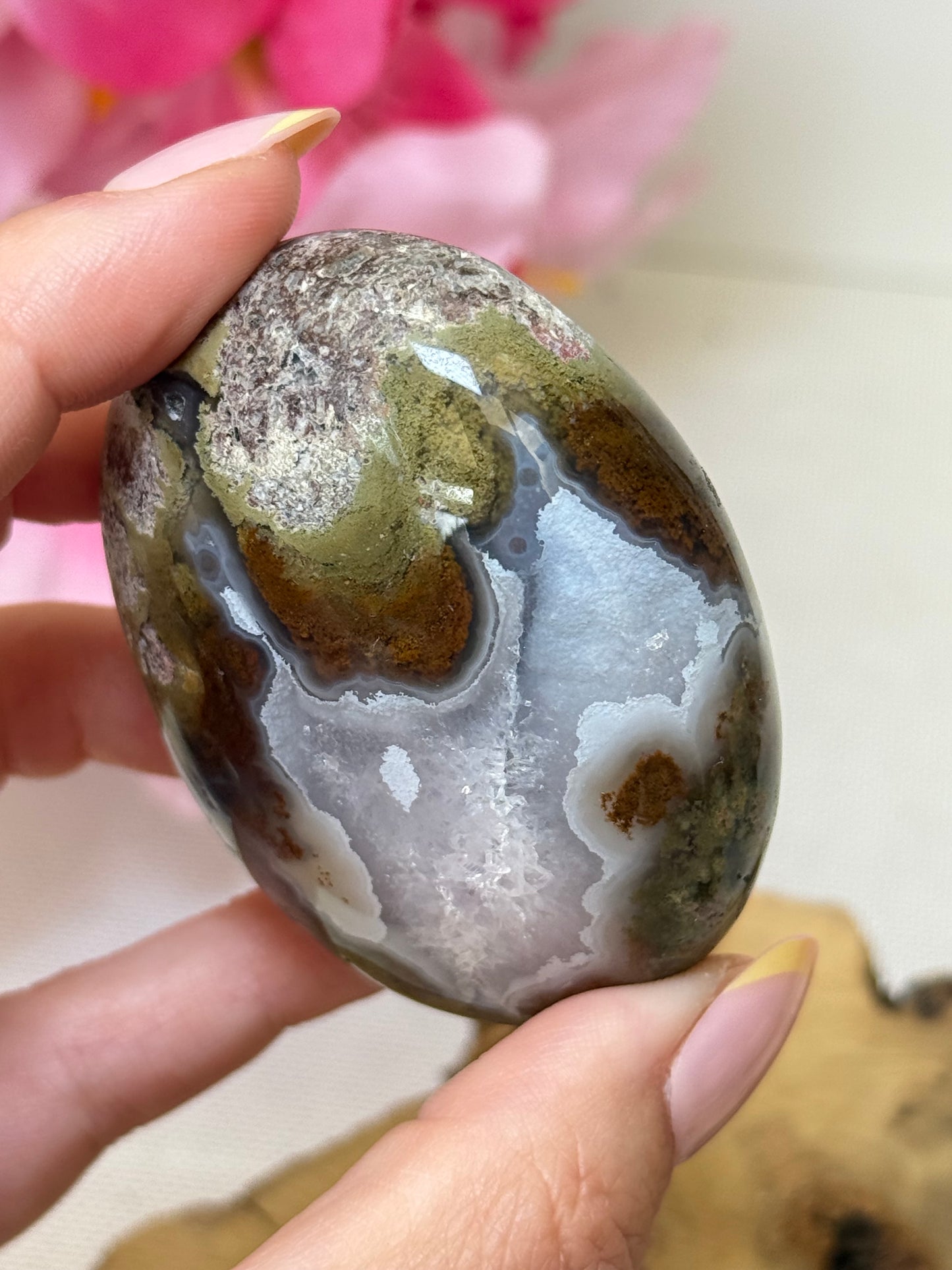 Scenic Moss Agate Palm Stone (Indonesia)
