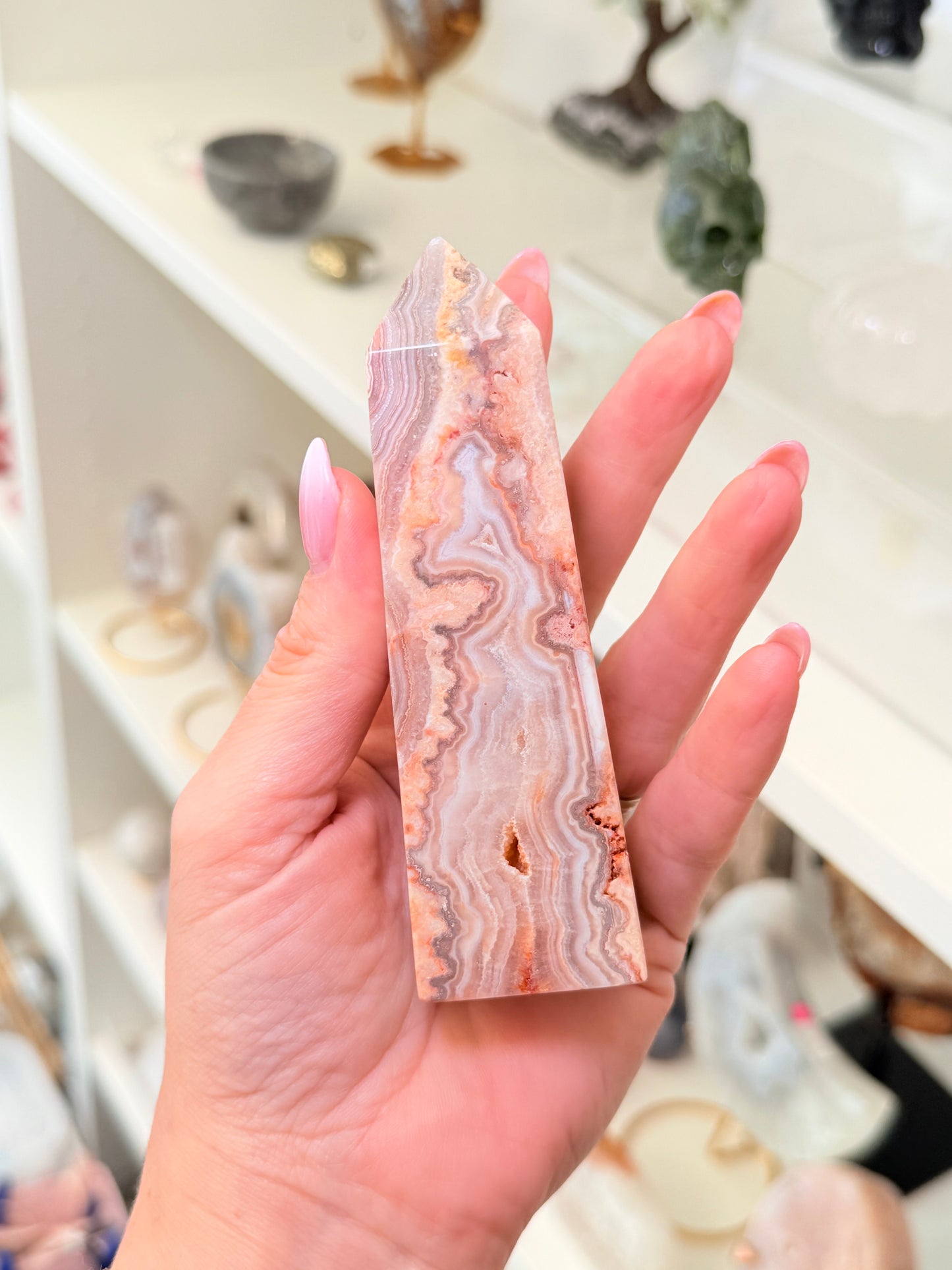 Pink Crazy Lace Agate Tower