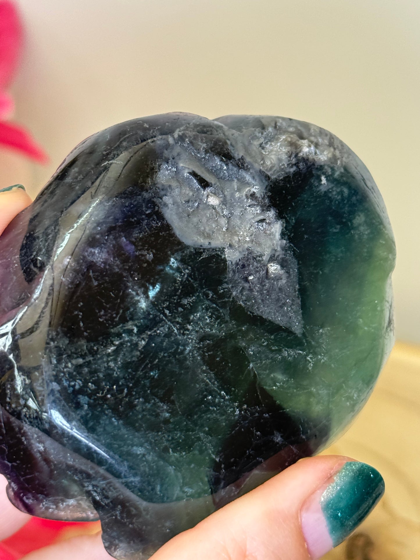 Black Rose Fluorite Rose With Stand