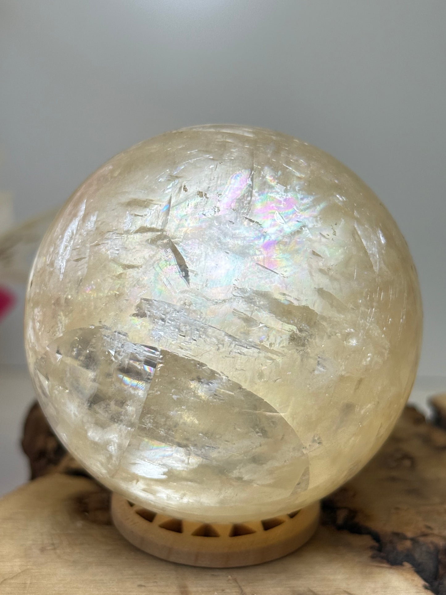 Honey Calcite Sphere (FULL of Rainbows!)