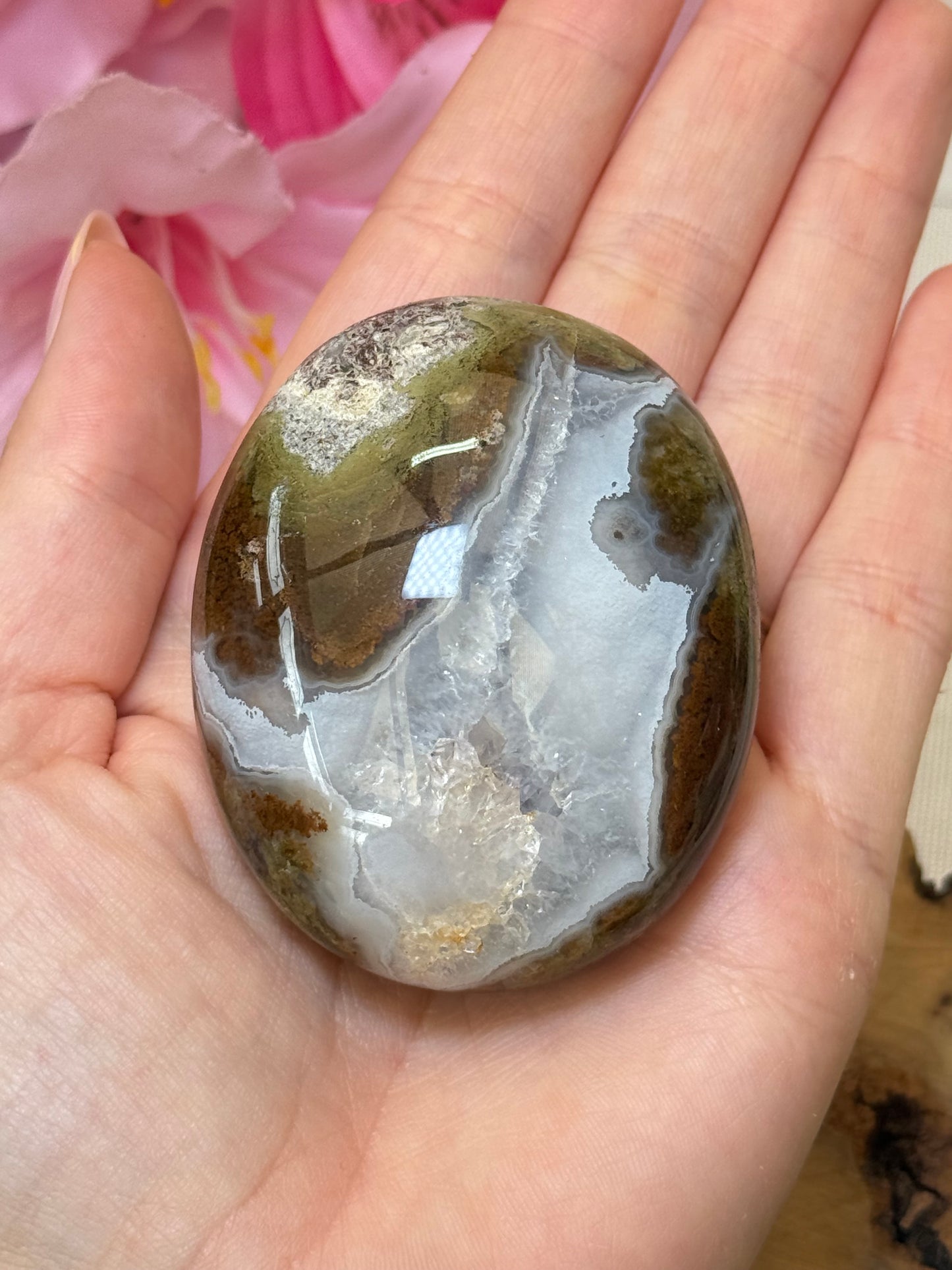 Scenic Moss Agate Palm Stone (Indonesia)