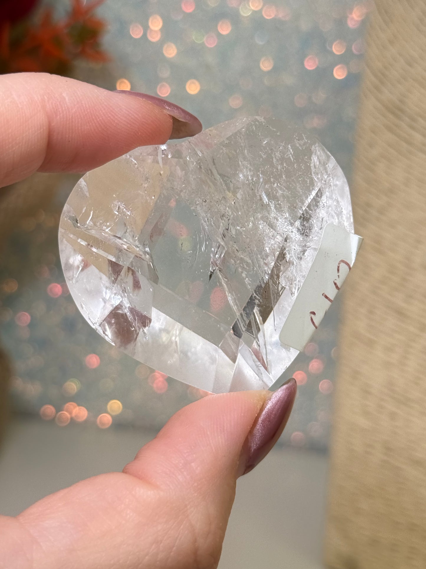 Faceted Clear Quartz Heart