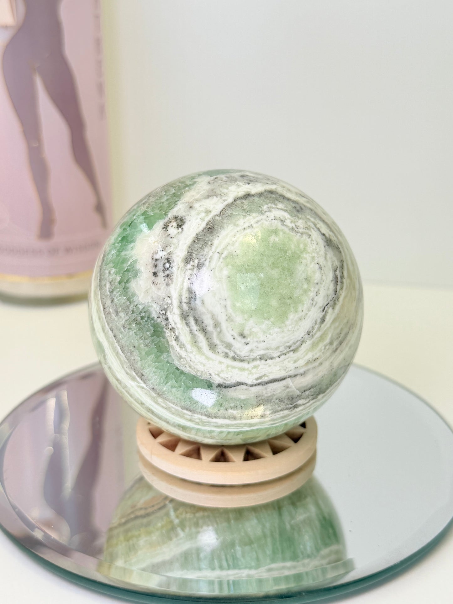 Kiwi Calcite Sphere