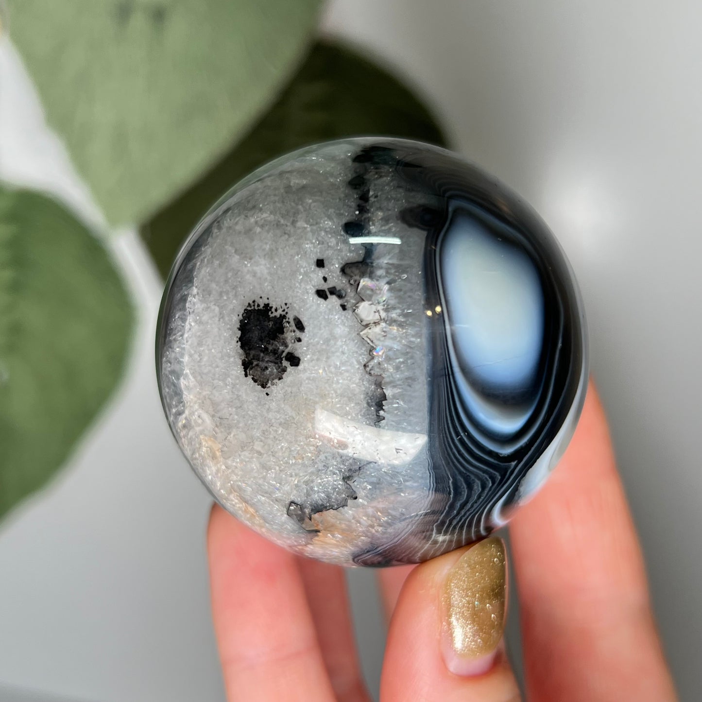 Black Banded Agate Sphere