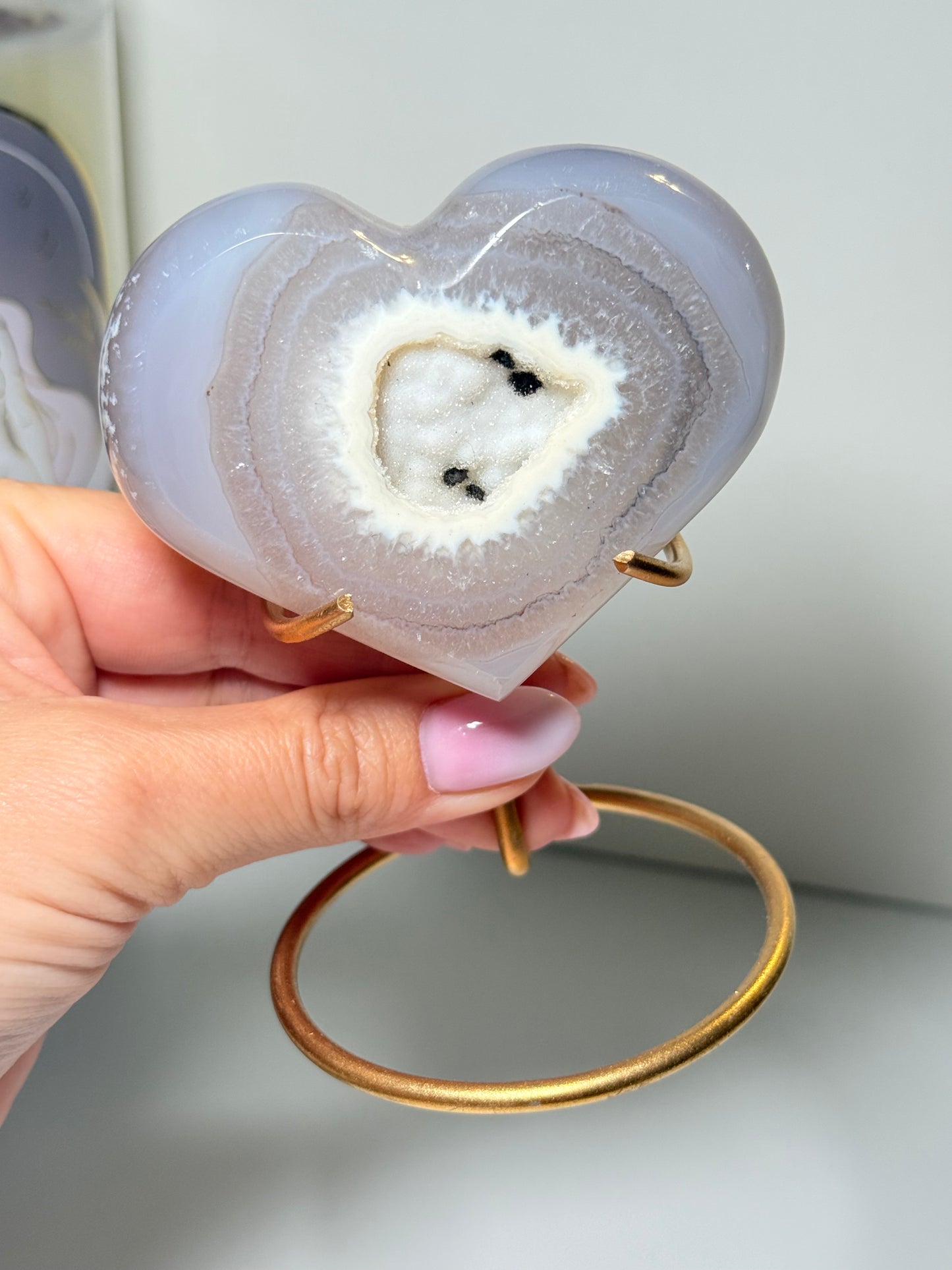 Brazilian Agate Heart With Stand