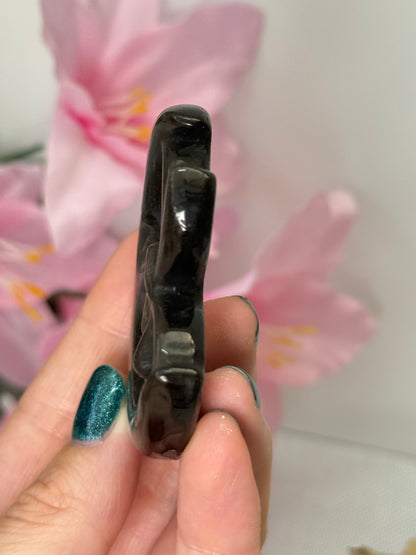 Silver Sheen Obsidian Fairy Moon Carving