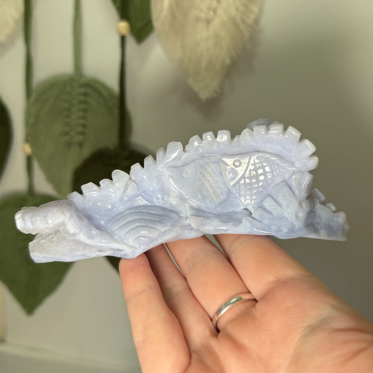 Blue Lace Agate Sea Theme Carving