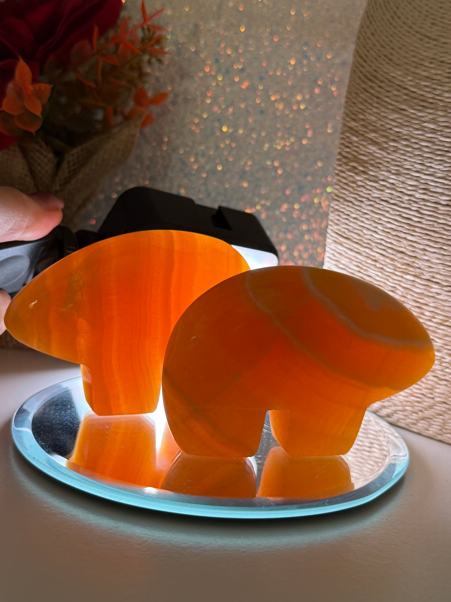 Orange Calcite Zuni Bears