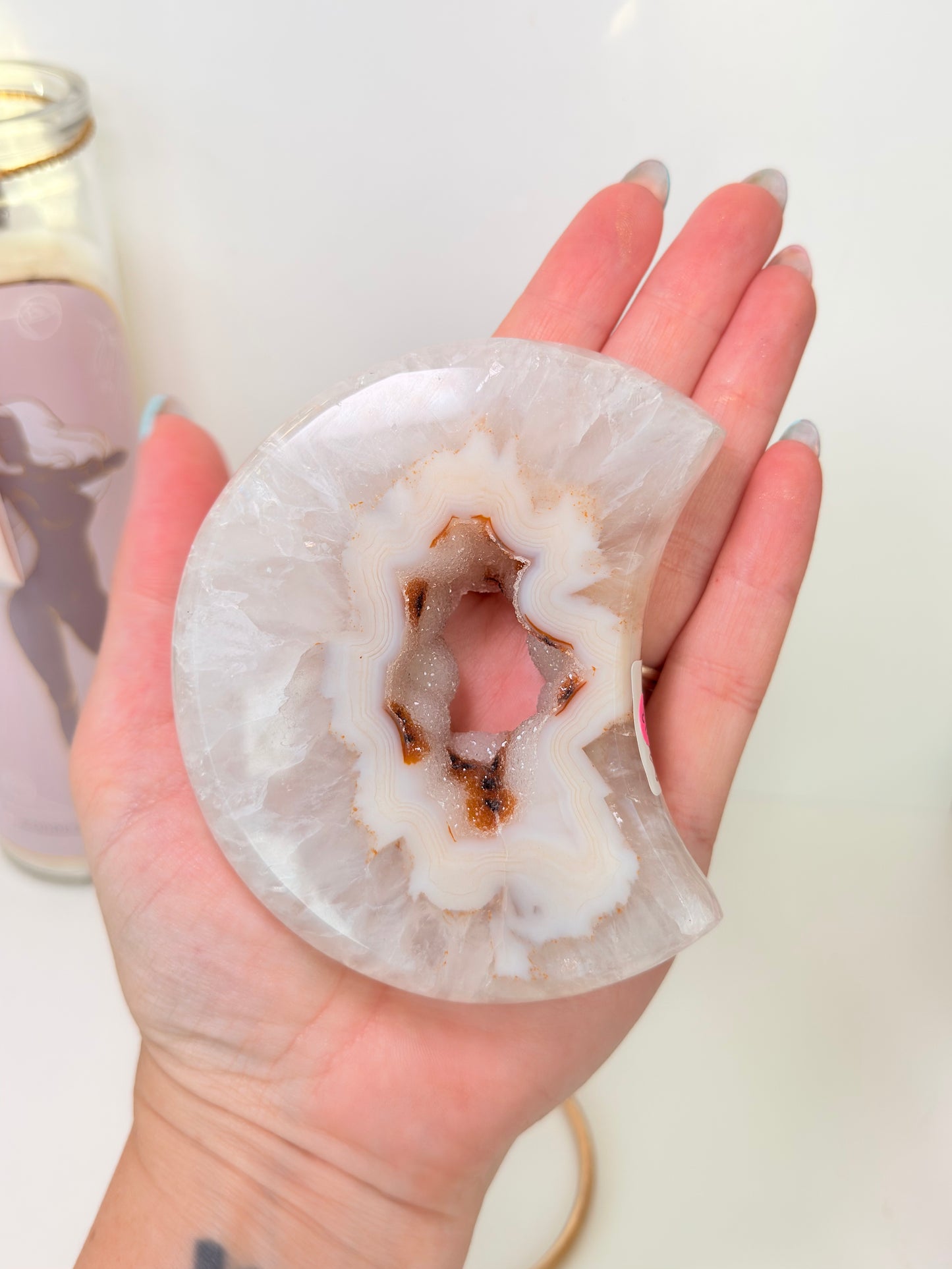 Brazilian Agate Moon On Stand