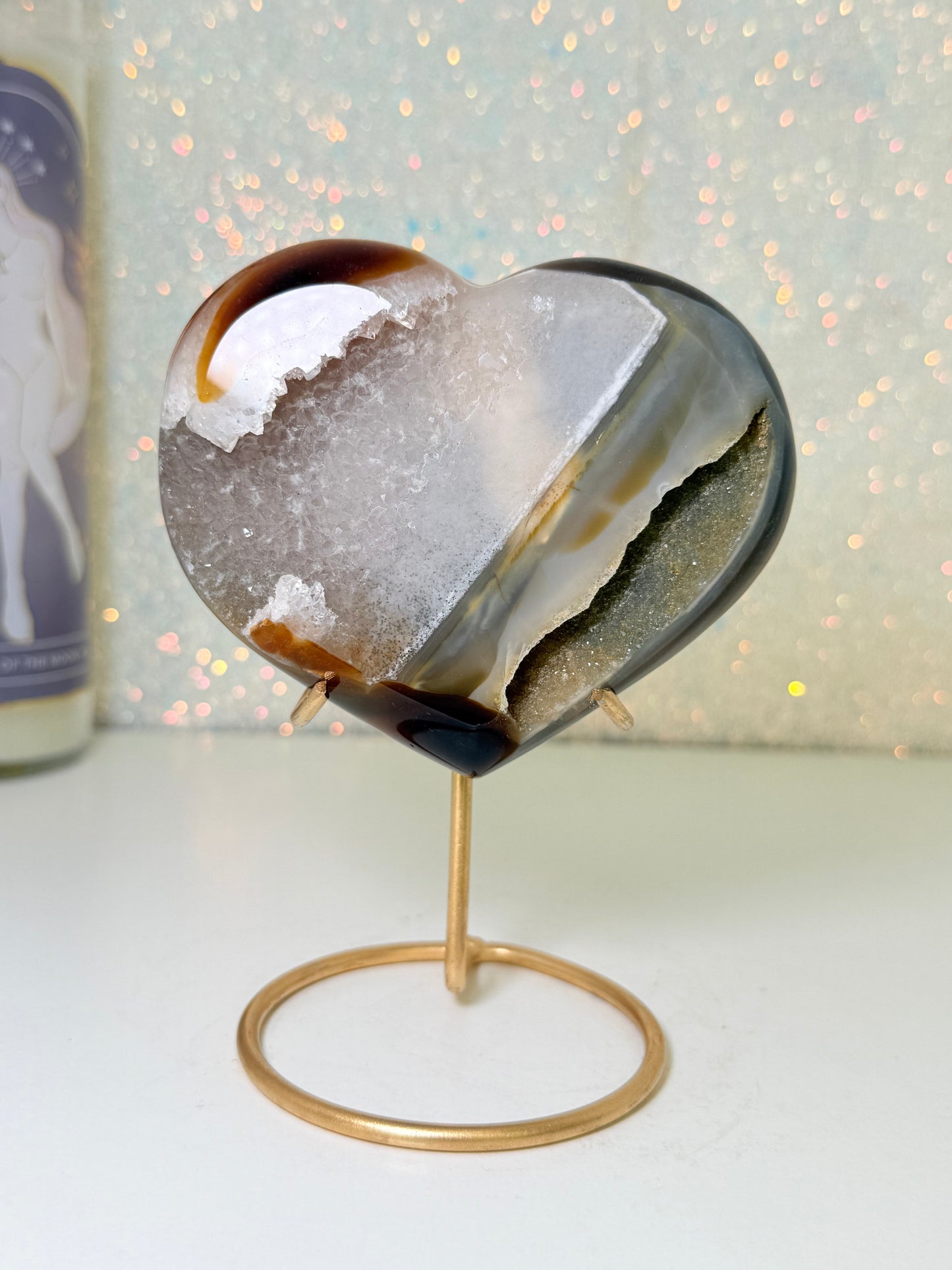 Brazilian Agate Heart On Stand