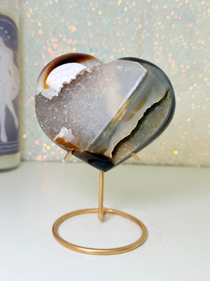 Brazilian Agate Heart On Stand