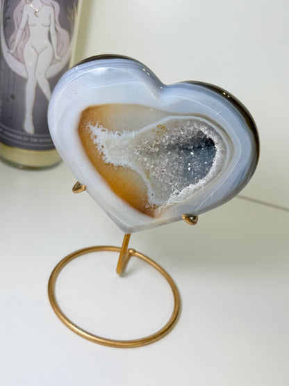 Brazilian Agate Heart On Stand