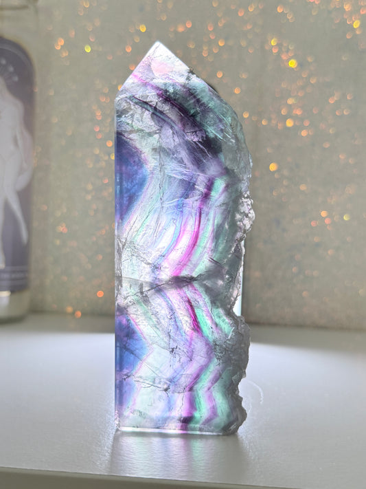 Fluorite Tower With Raw Edge