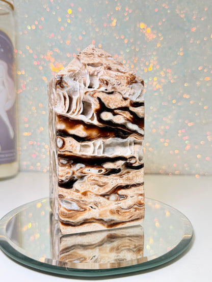 Large Chunky Chocolate Calcite Tower