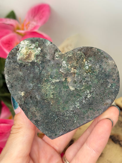 Chunky Amethyst In Agate Cluster Heart