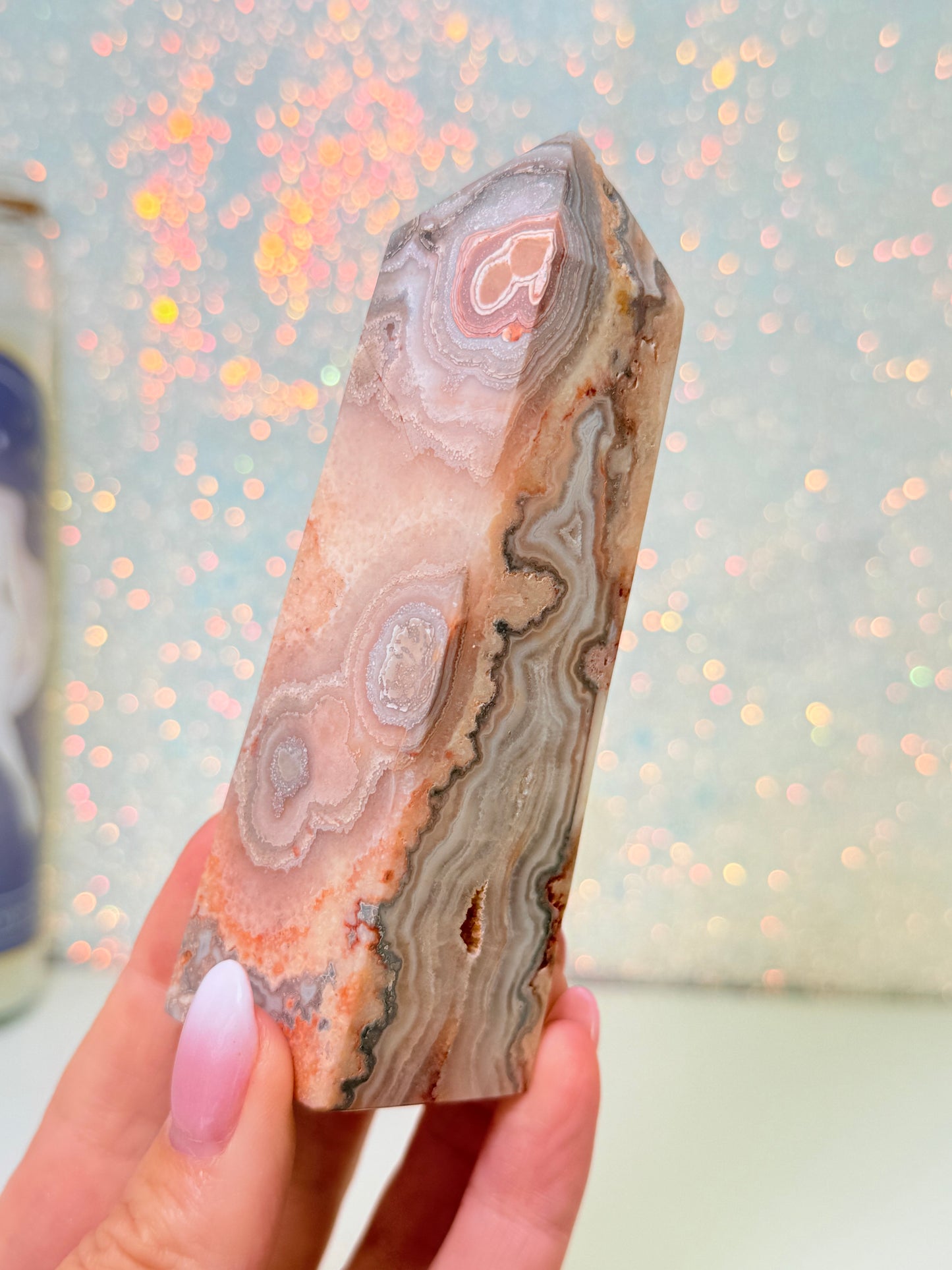 Pink Crazy Lace Agate Tower